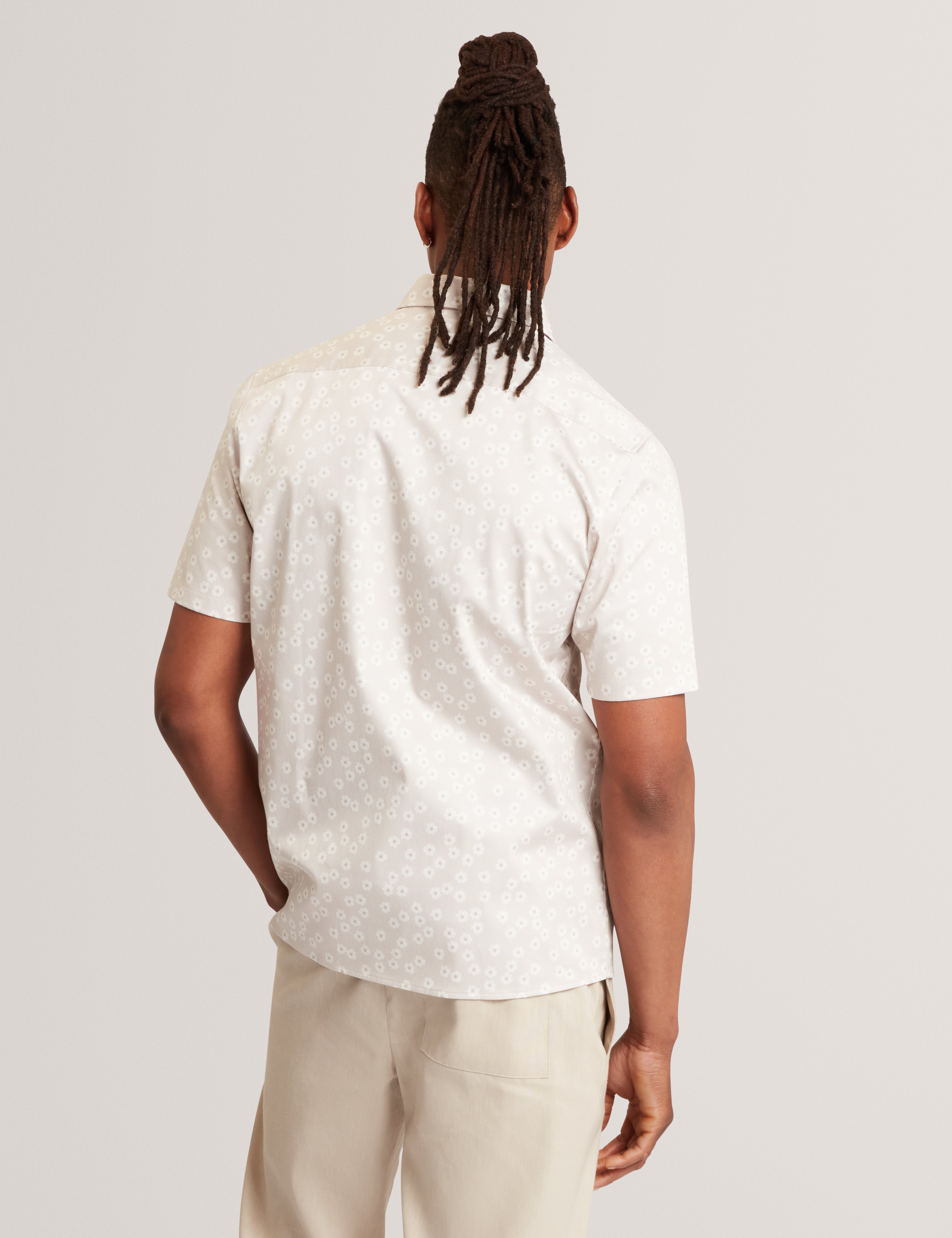 Afflek Ss Regular Floral Print Shirt Ecru