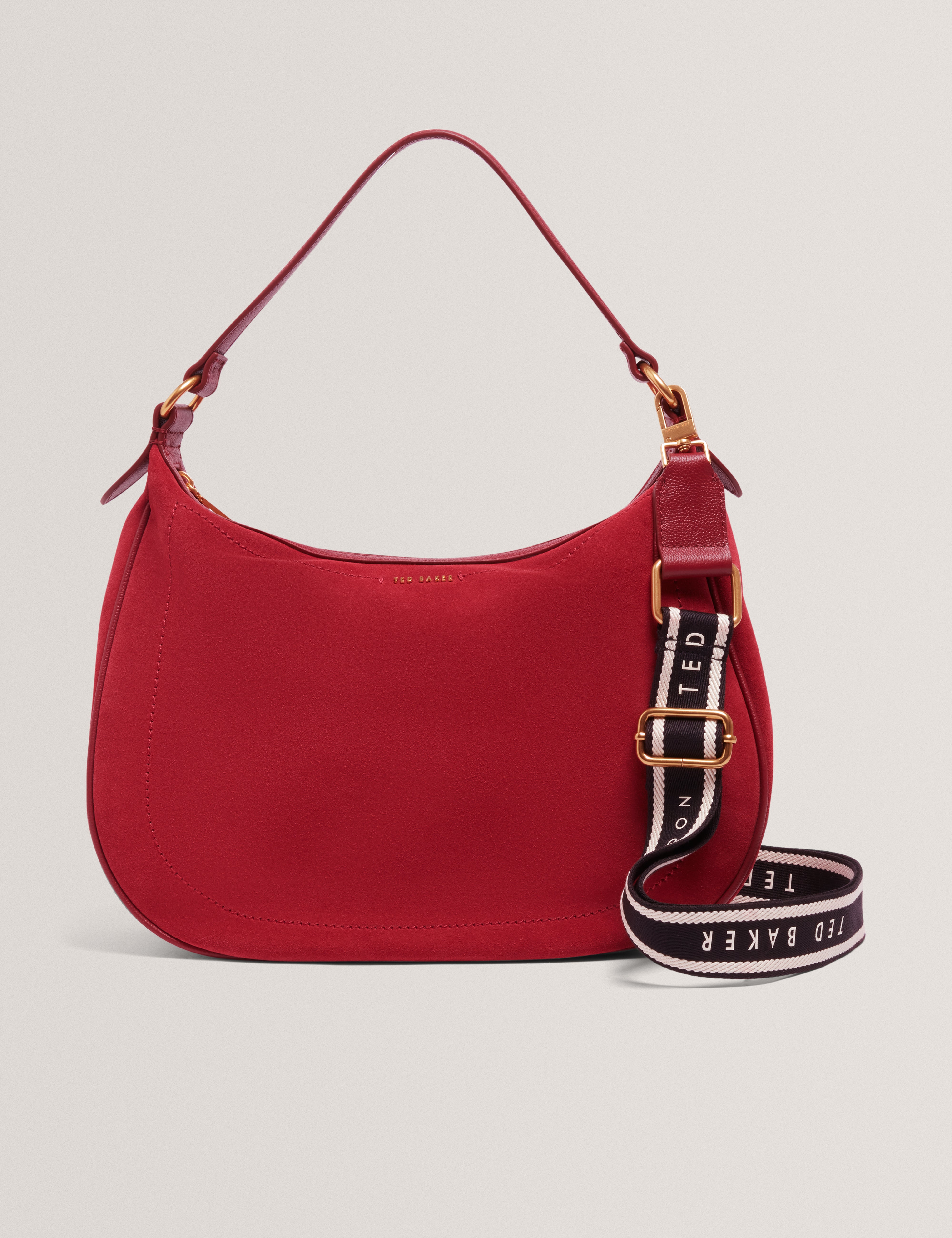Samiyra Webbing Suede Hobo Bag Dk-Red