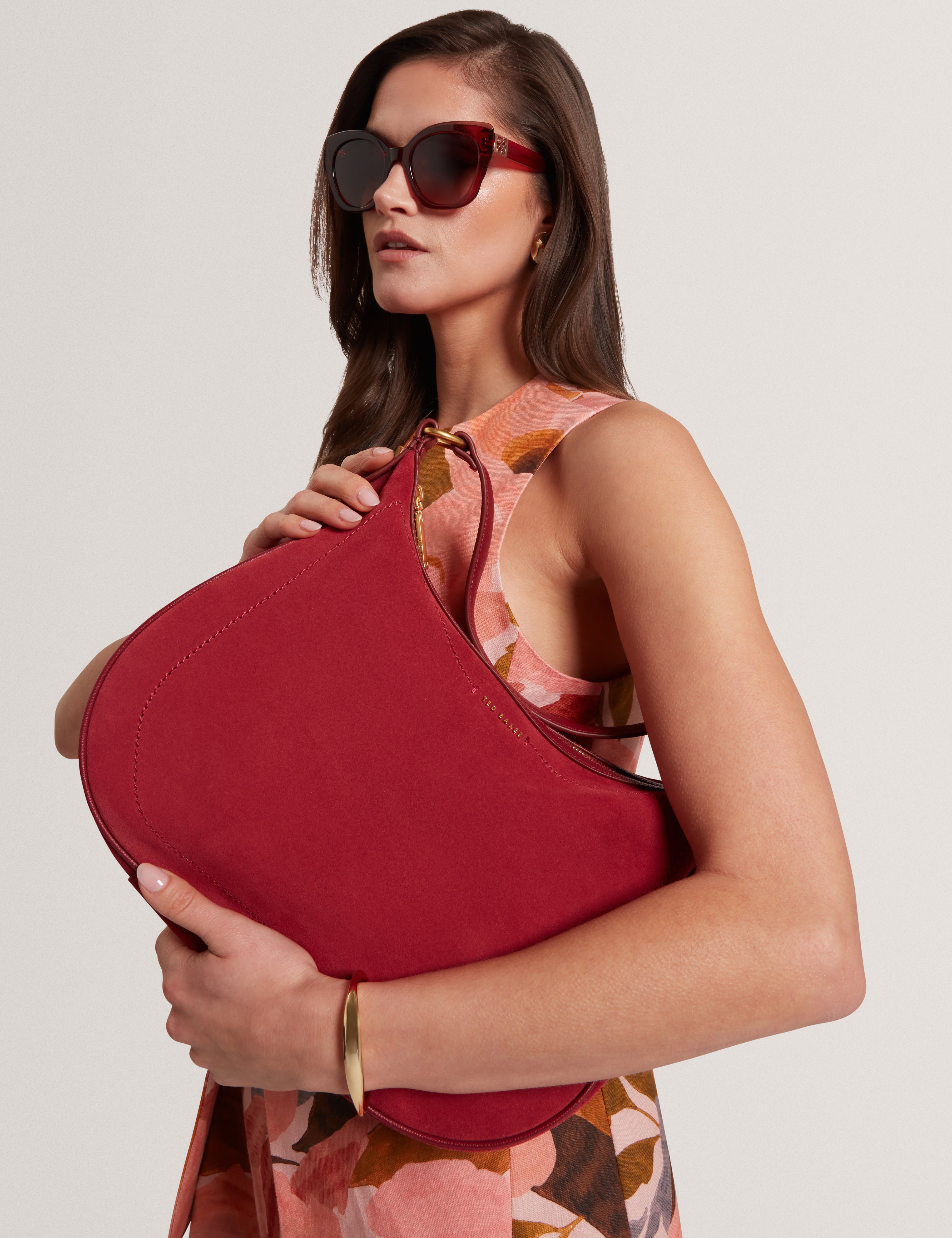 Samiyra Webbing Suede Hobo Bag Dk-Red