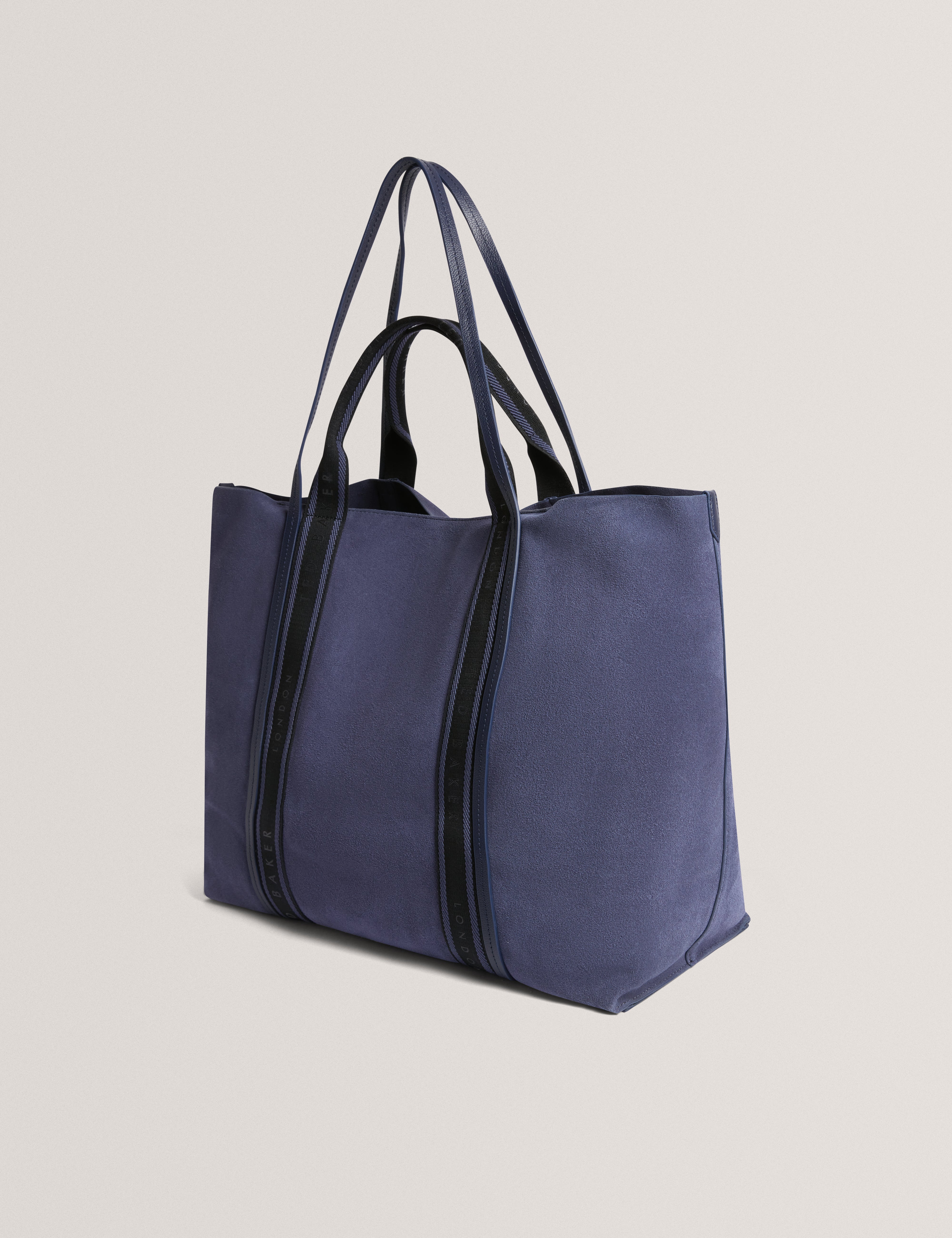 Laurrel Suede Webbing Detail Large Shopper Dk-Blue