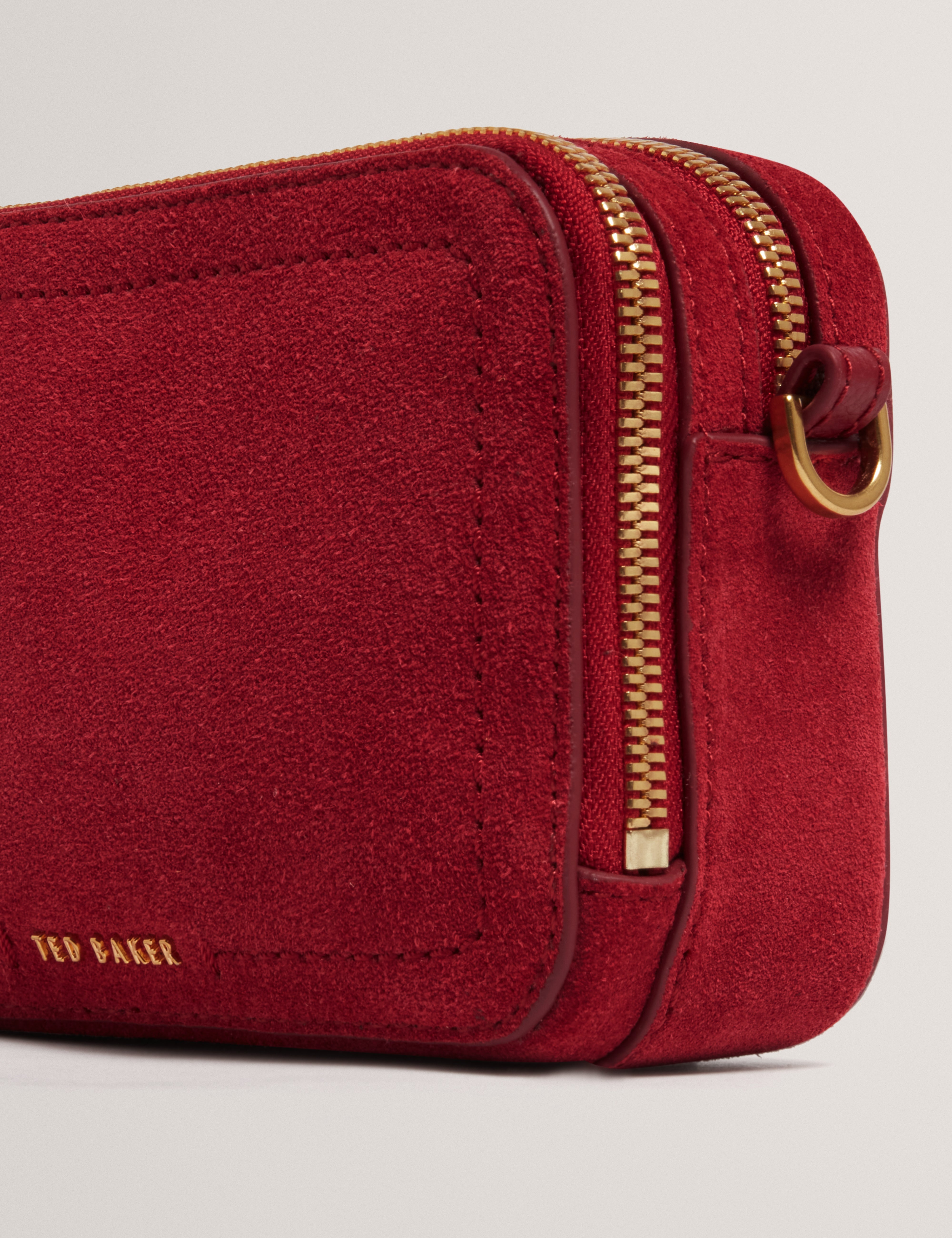 Shayann Webbing Suede Crossbody Camera Bag Dk-Red