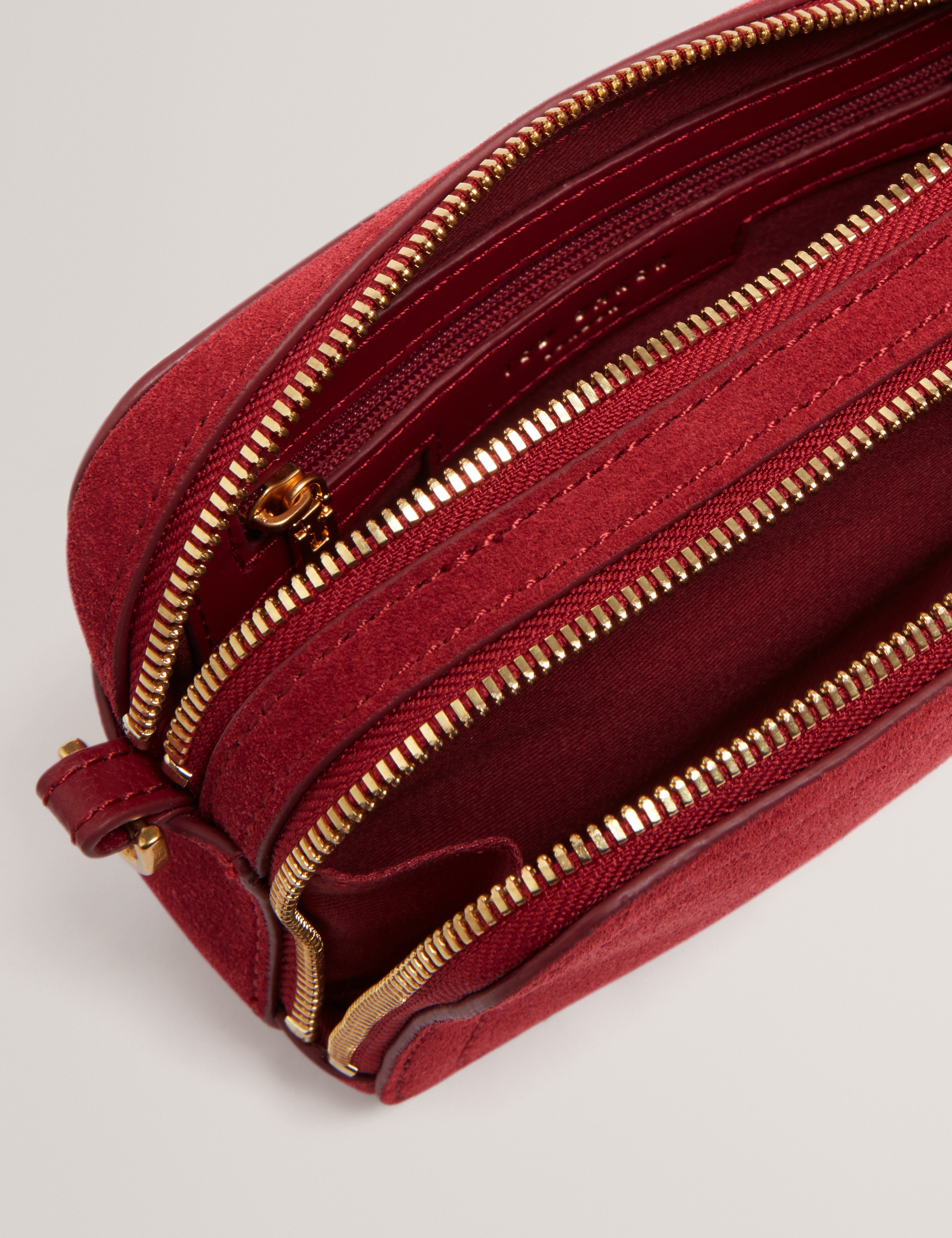 Shayann Webbing Suede Crossbody Camera Bag Dk-Red