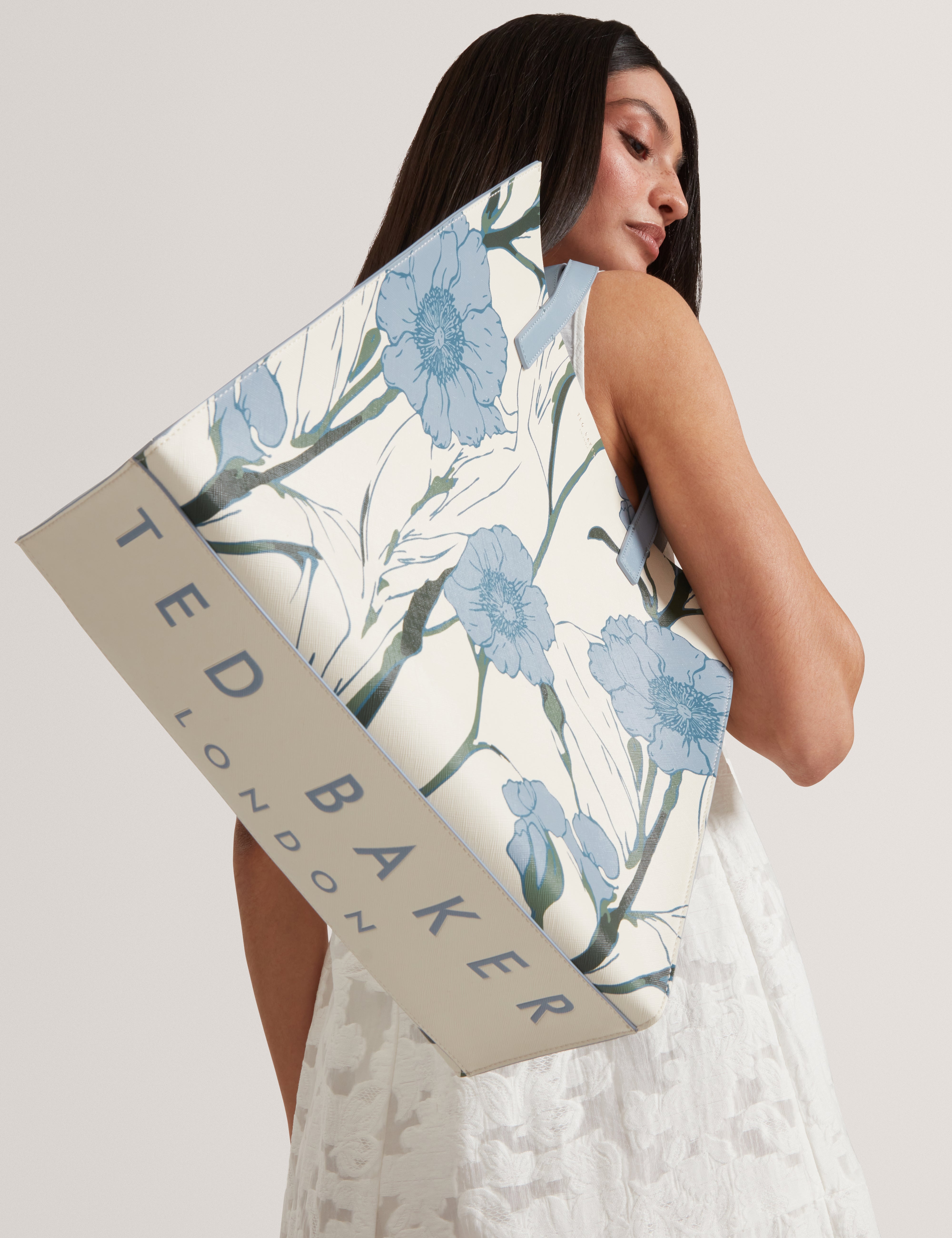 Tipcon Floral Print Large Icon Bag Lt-Blue