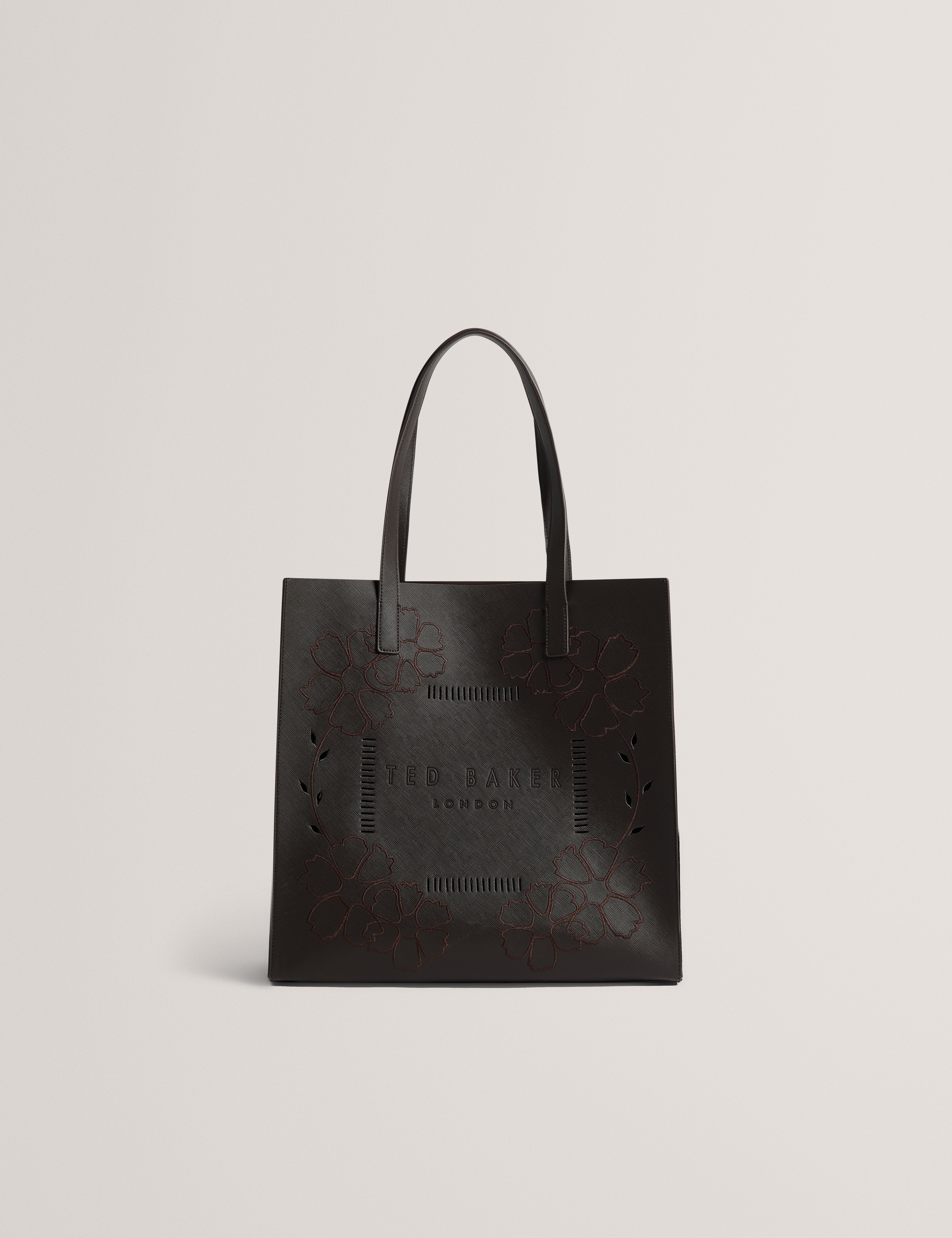 Rowcon Embroidery Floral Large Icon Bag Brn-Choc