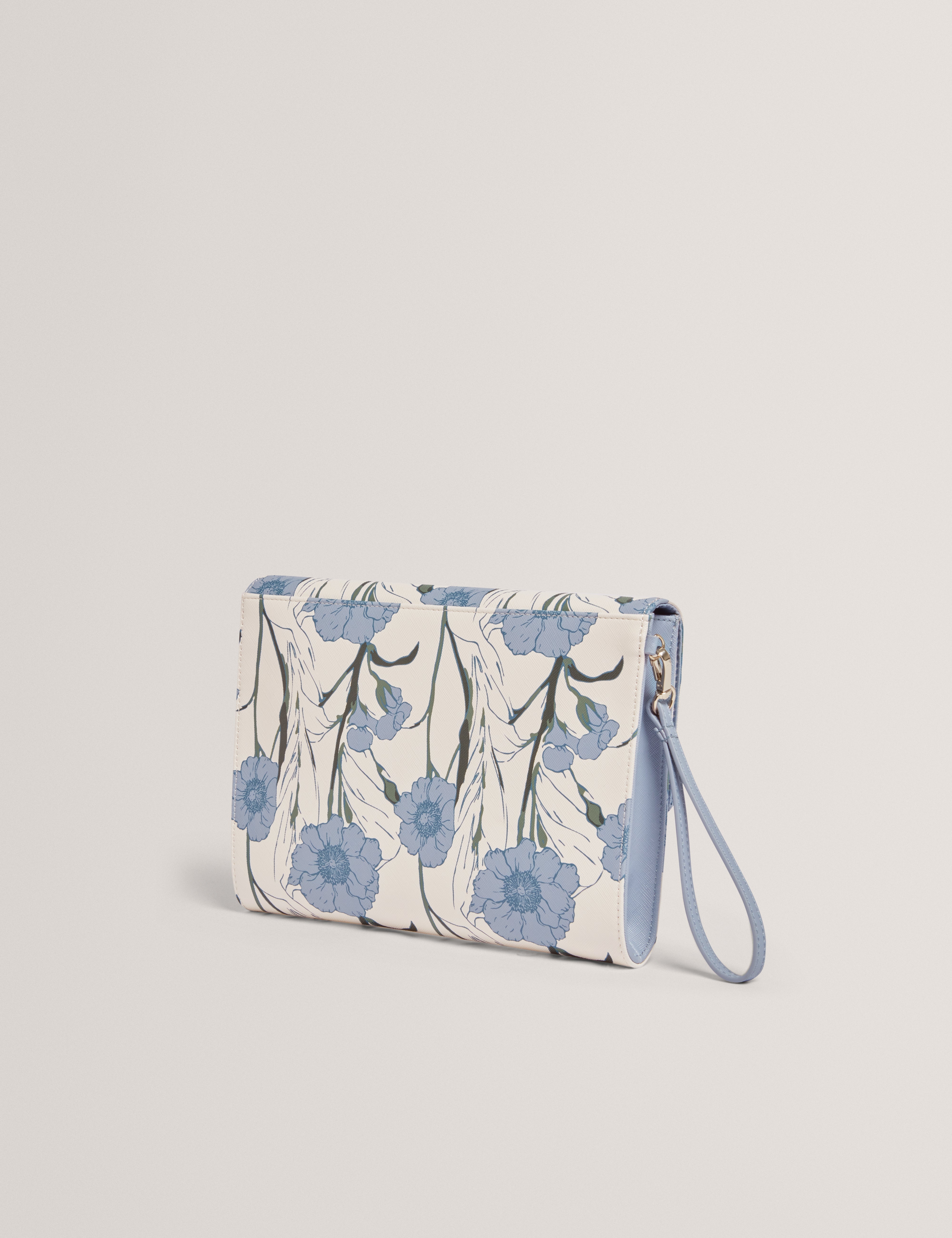 Tomoso Floral Print Pouch Lt-Blue