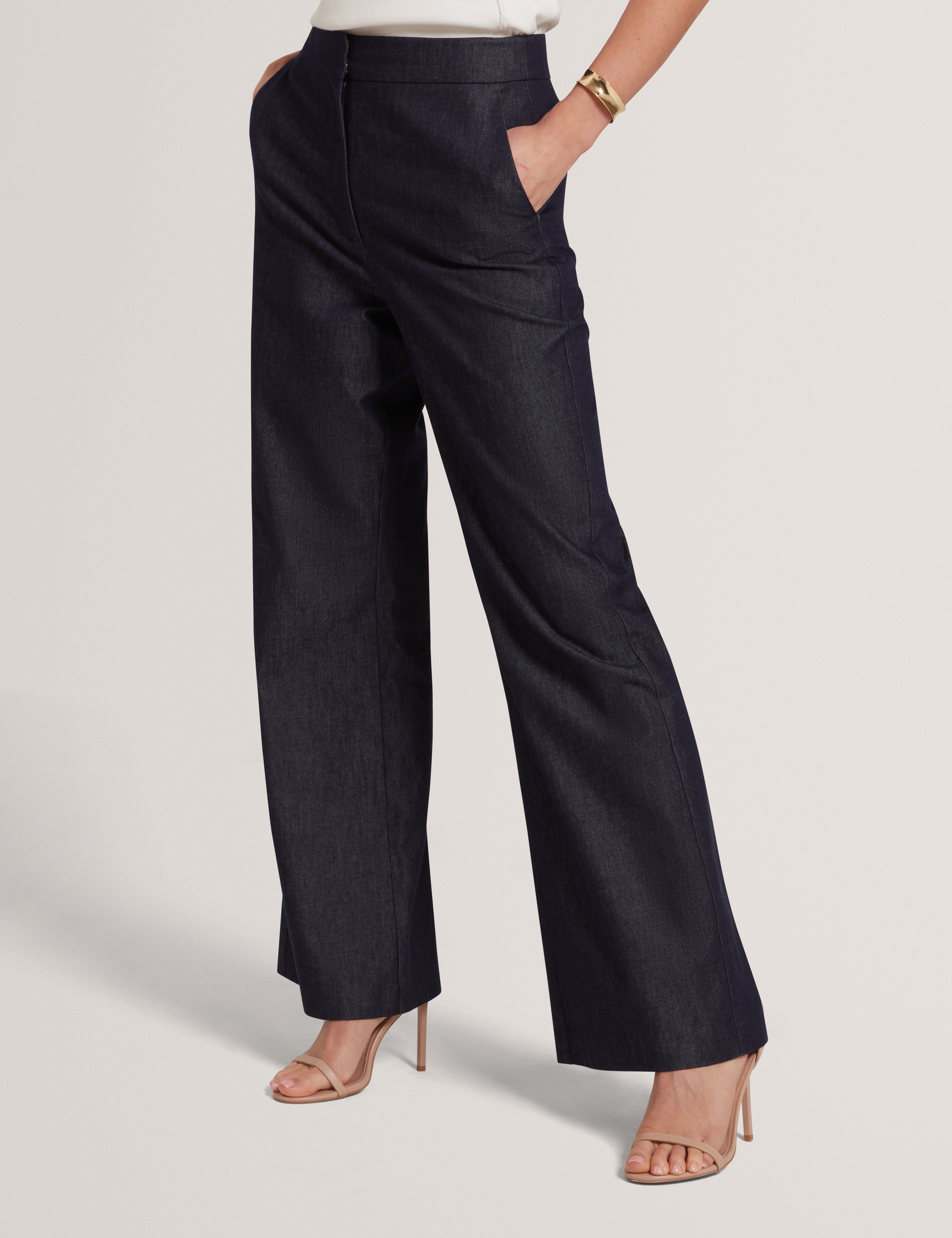 Eliviac High Waisted Flare Trouser Dk-Blue