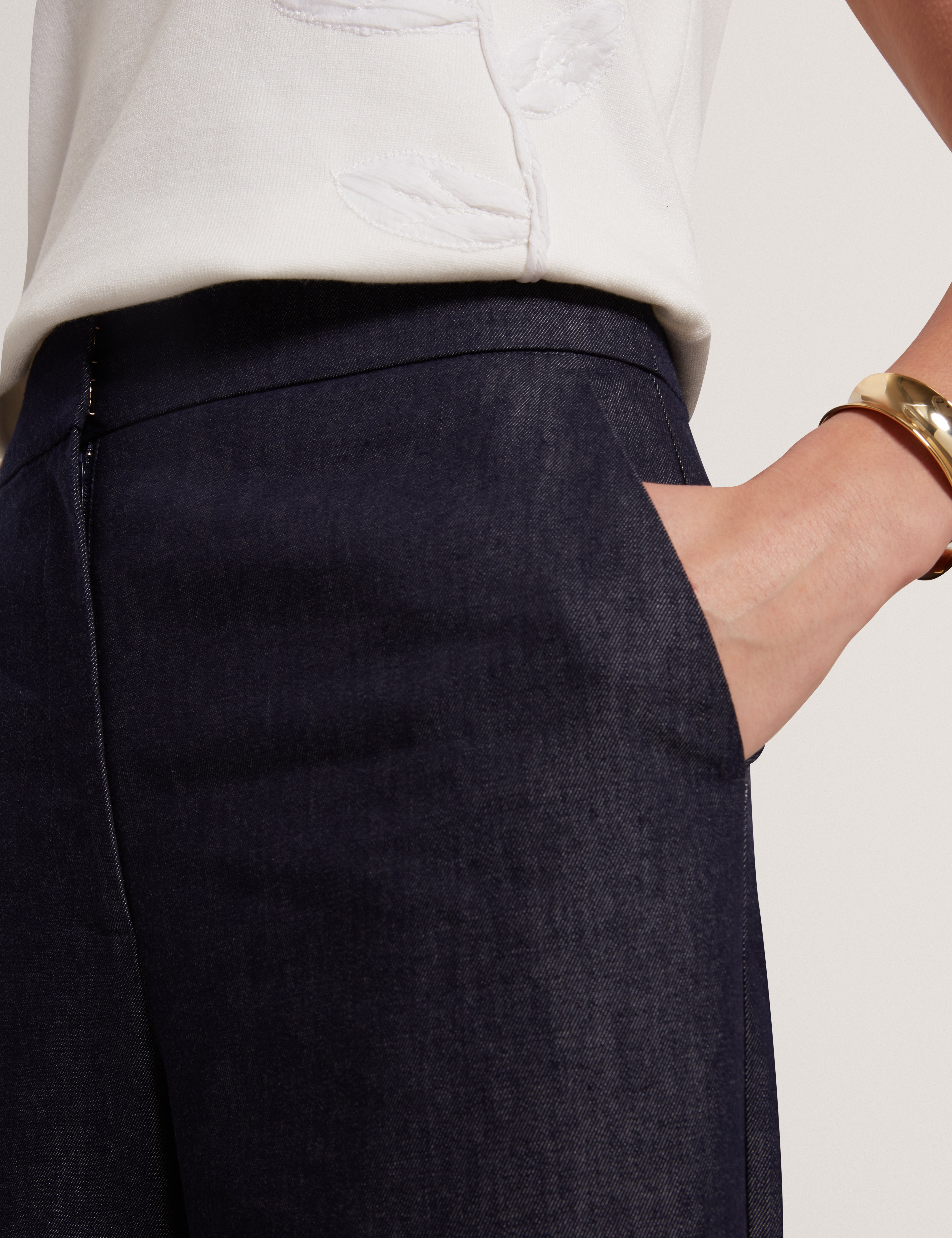 Eliviac High Waisted Flare Trouser Dk-Blue