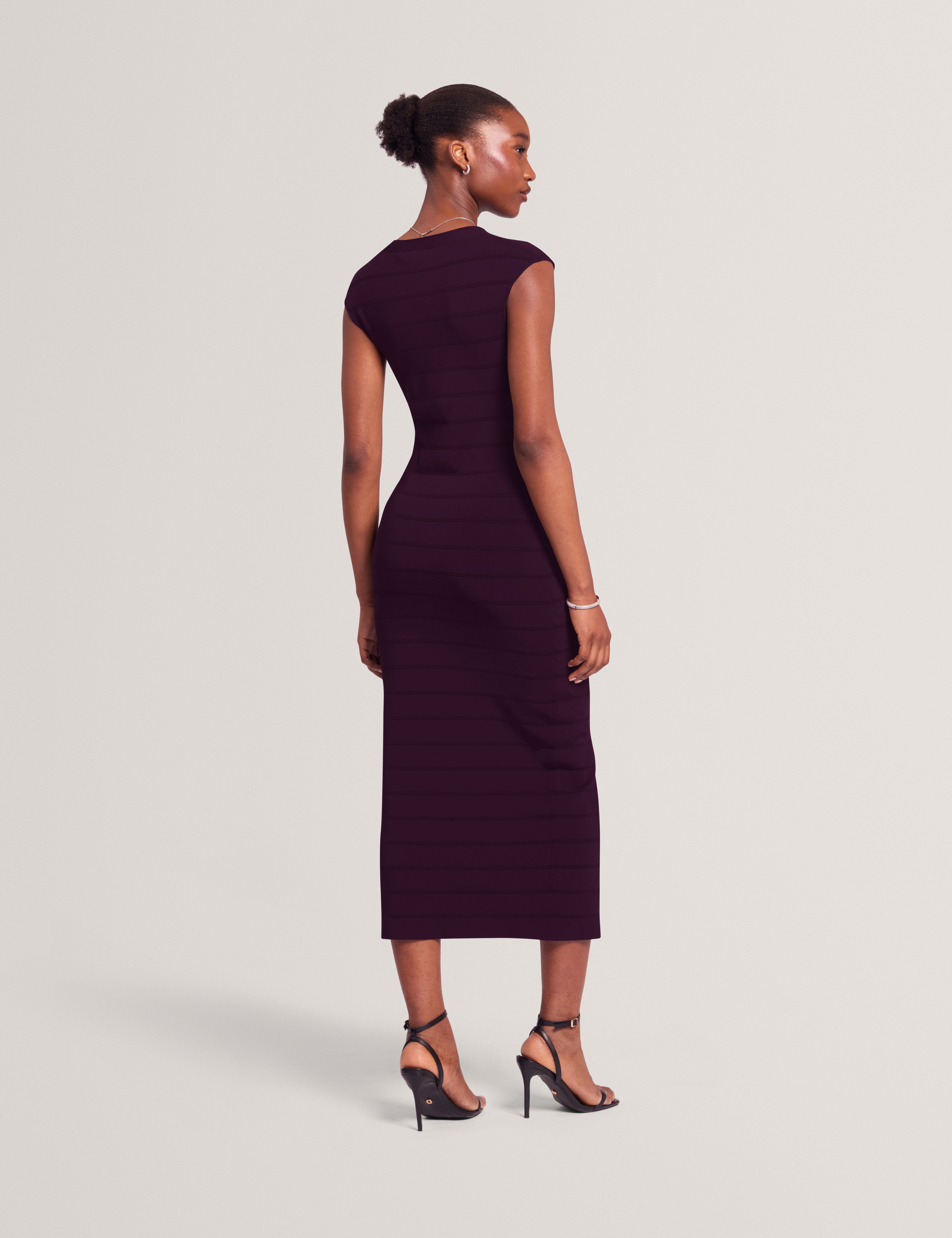 Asterie Bandage V Neck Bodycon Dress Dp-Purple