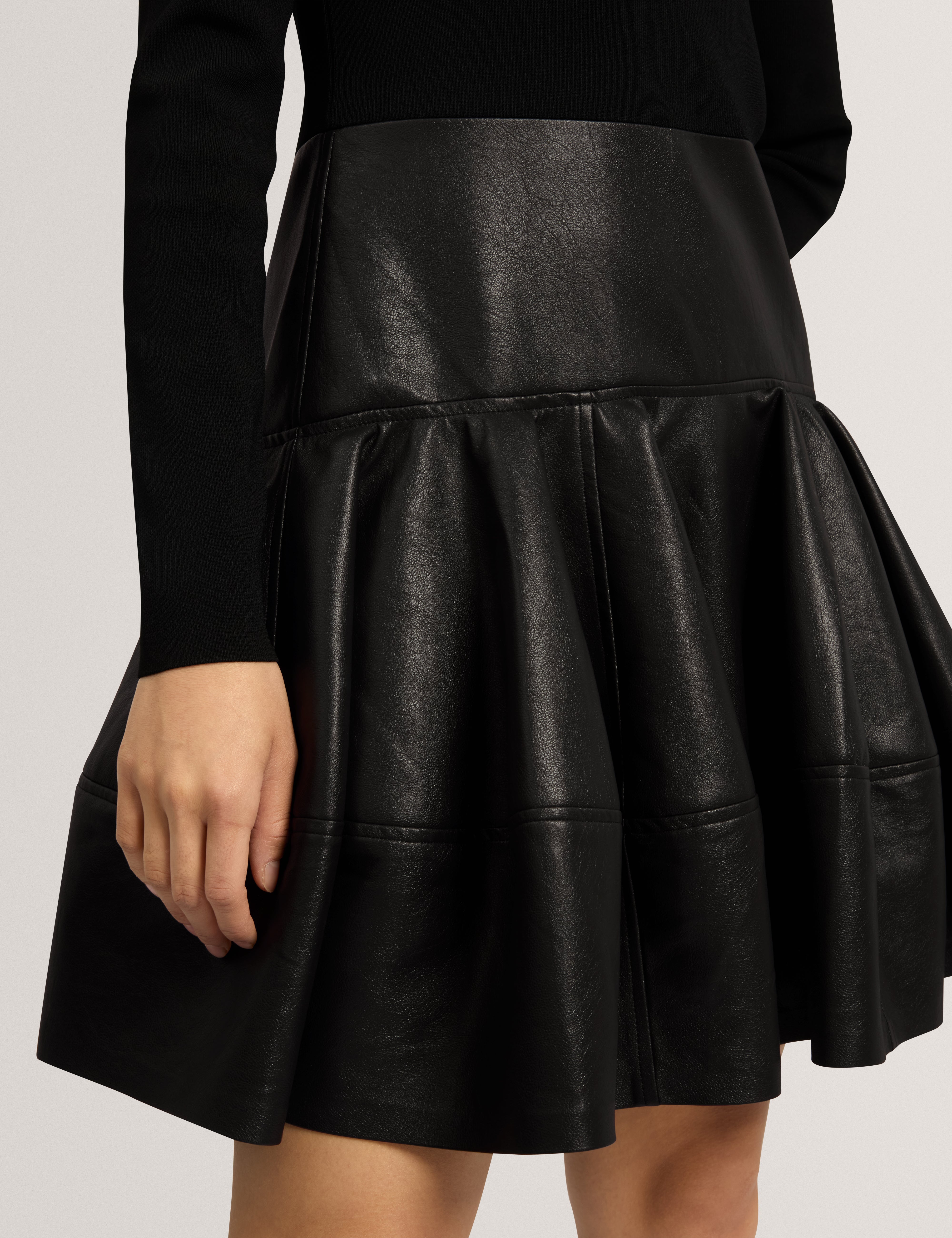 Elenyah Knitted Pu Mockable Mini Dress Black