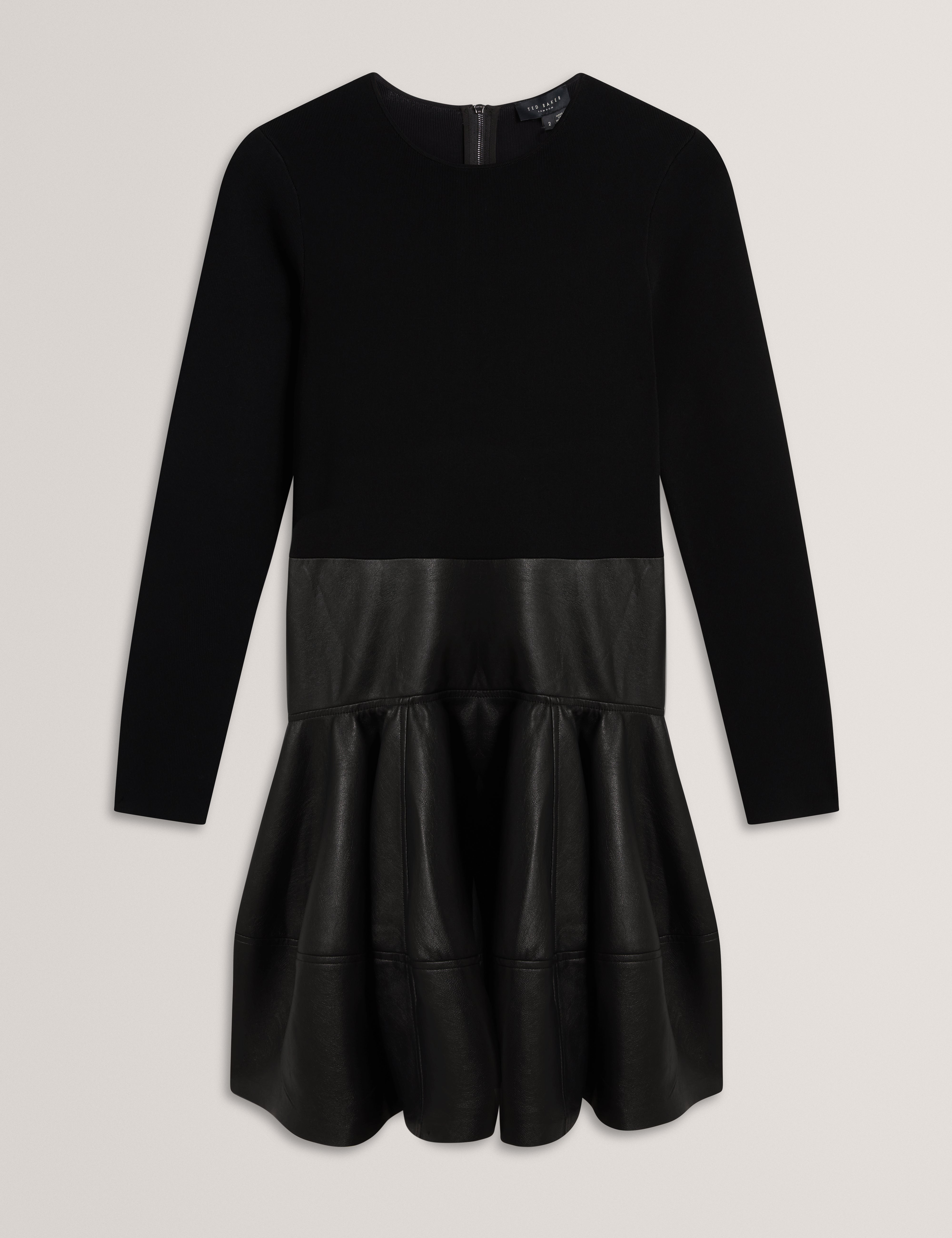 Elenyah Knitted Pu Mockable Mini Dress Black