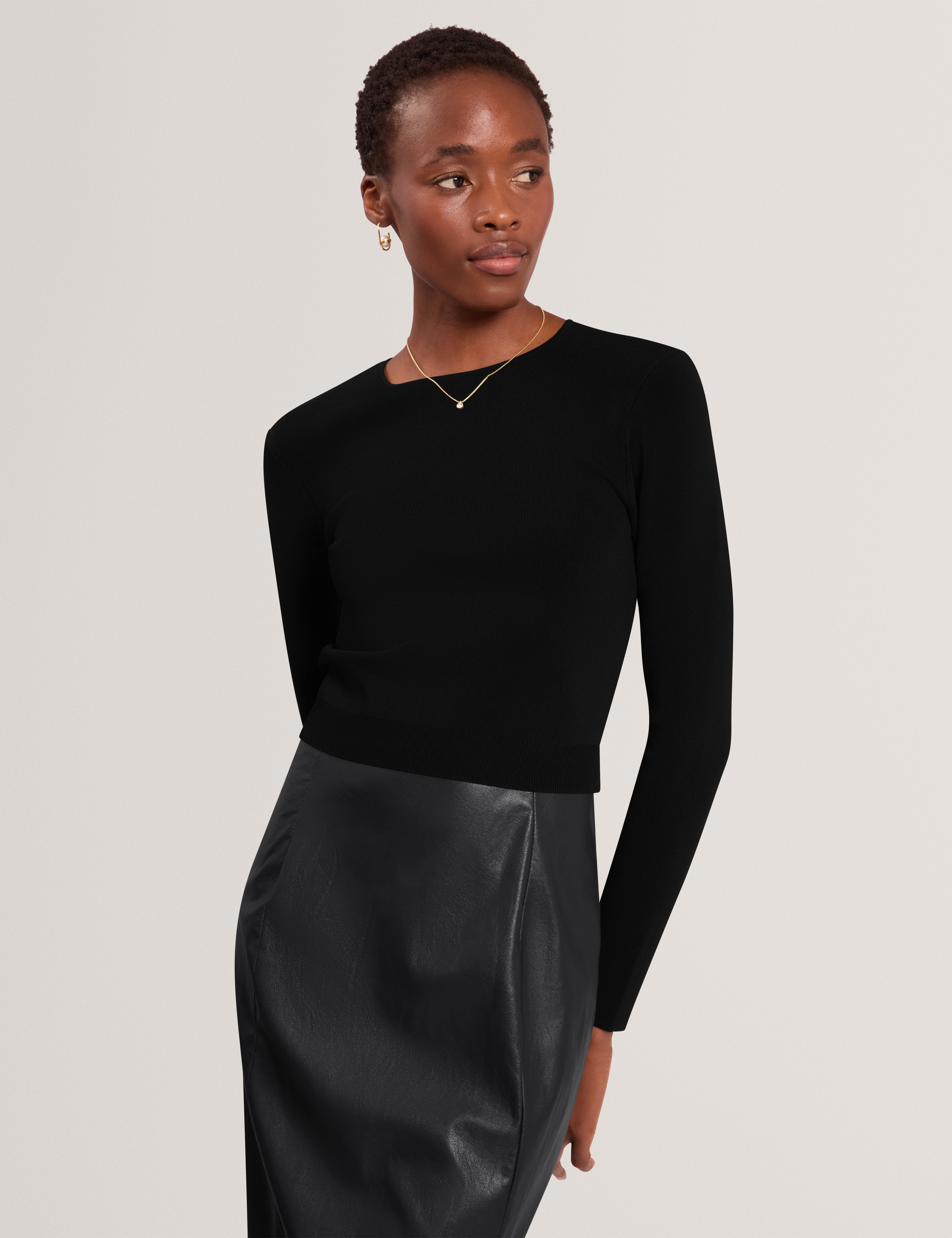 Siriela Pencil Skirt Mockable Midi Dress Black