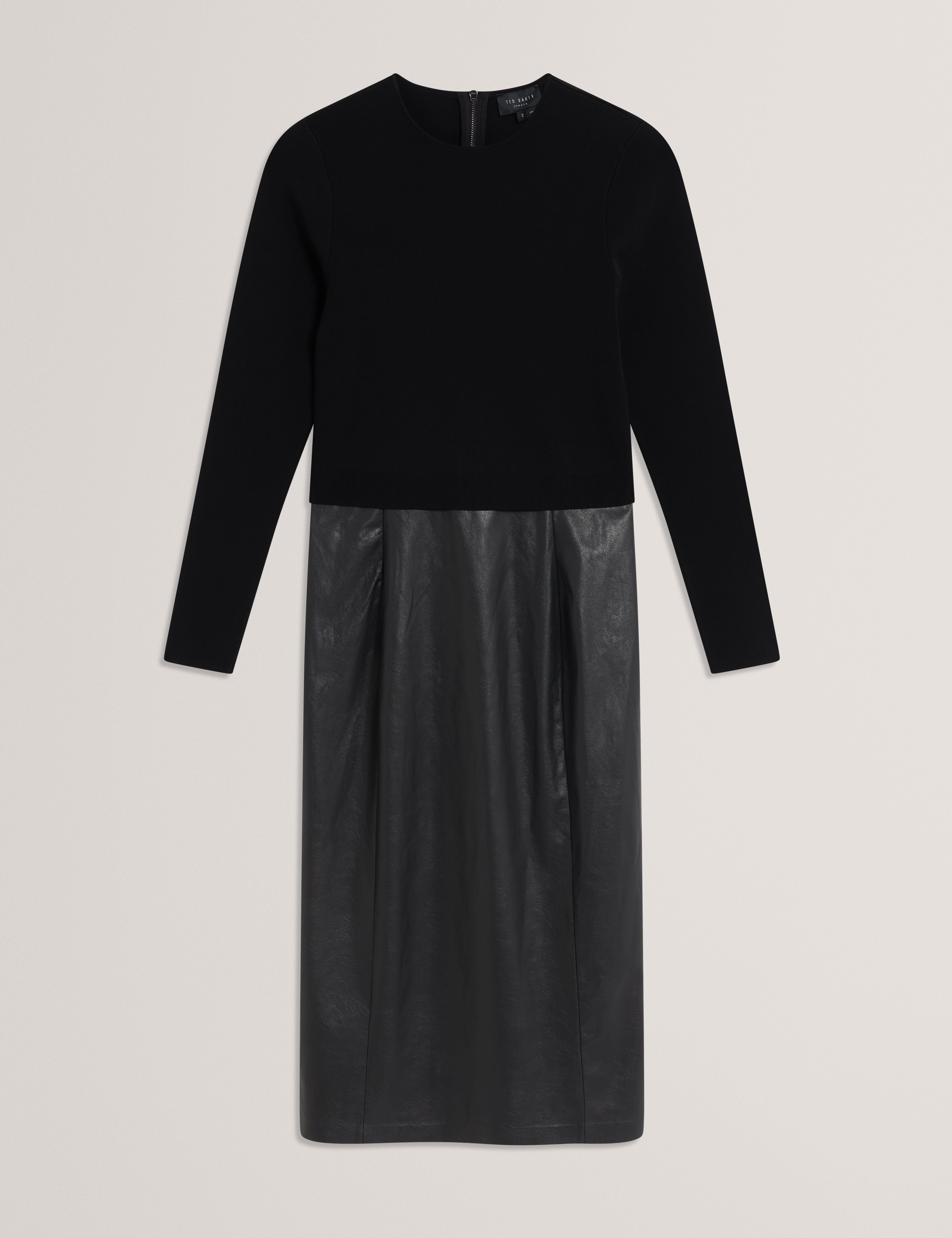 Siriela Pencil Skirt Mockable Midi Dress Black