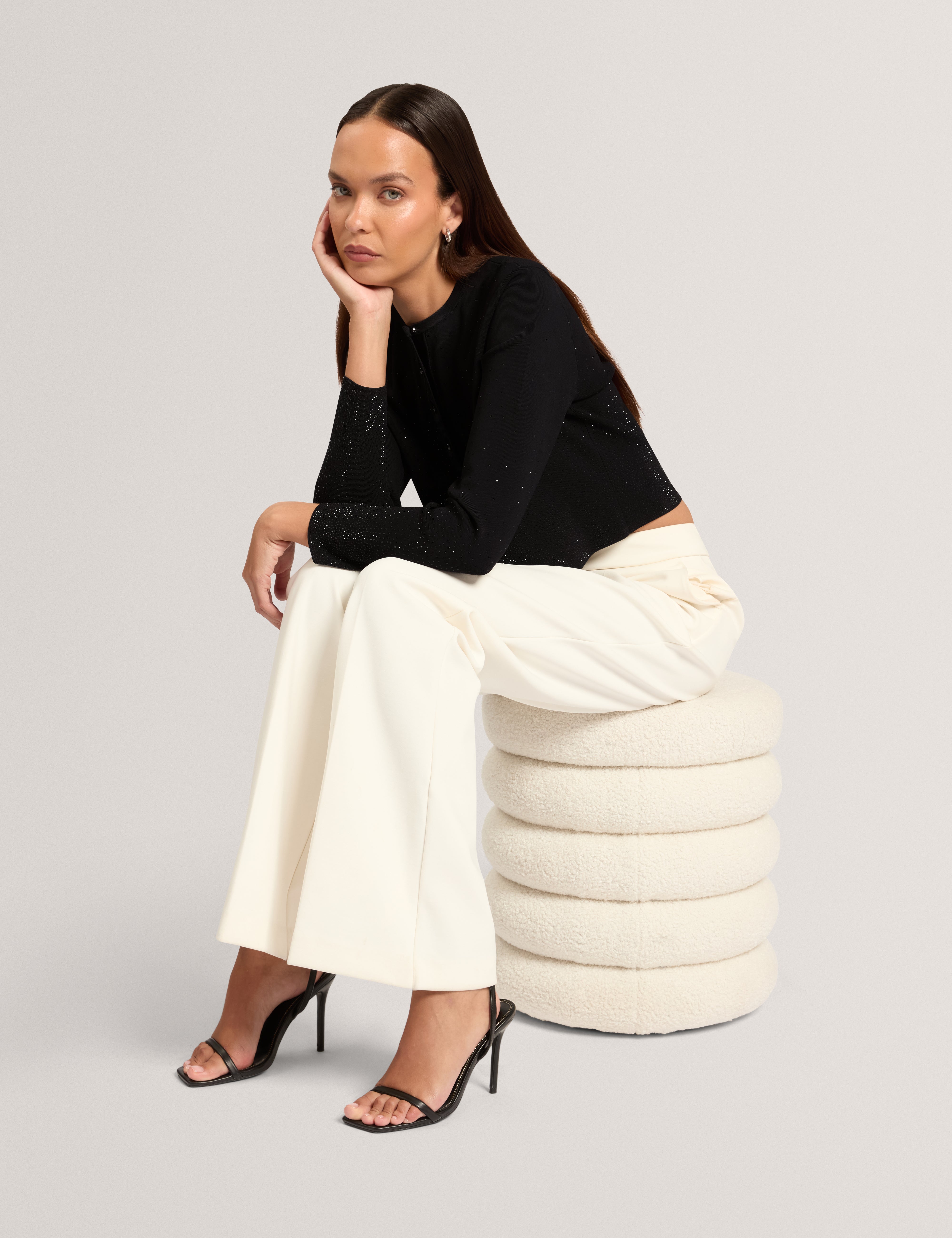 Arua Hot Fix Cardigan Black