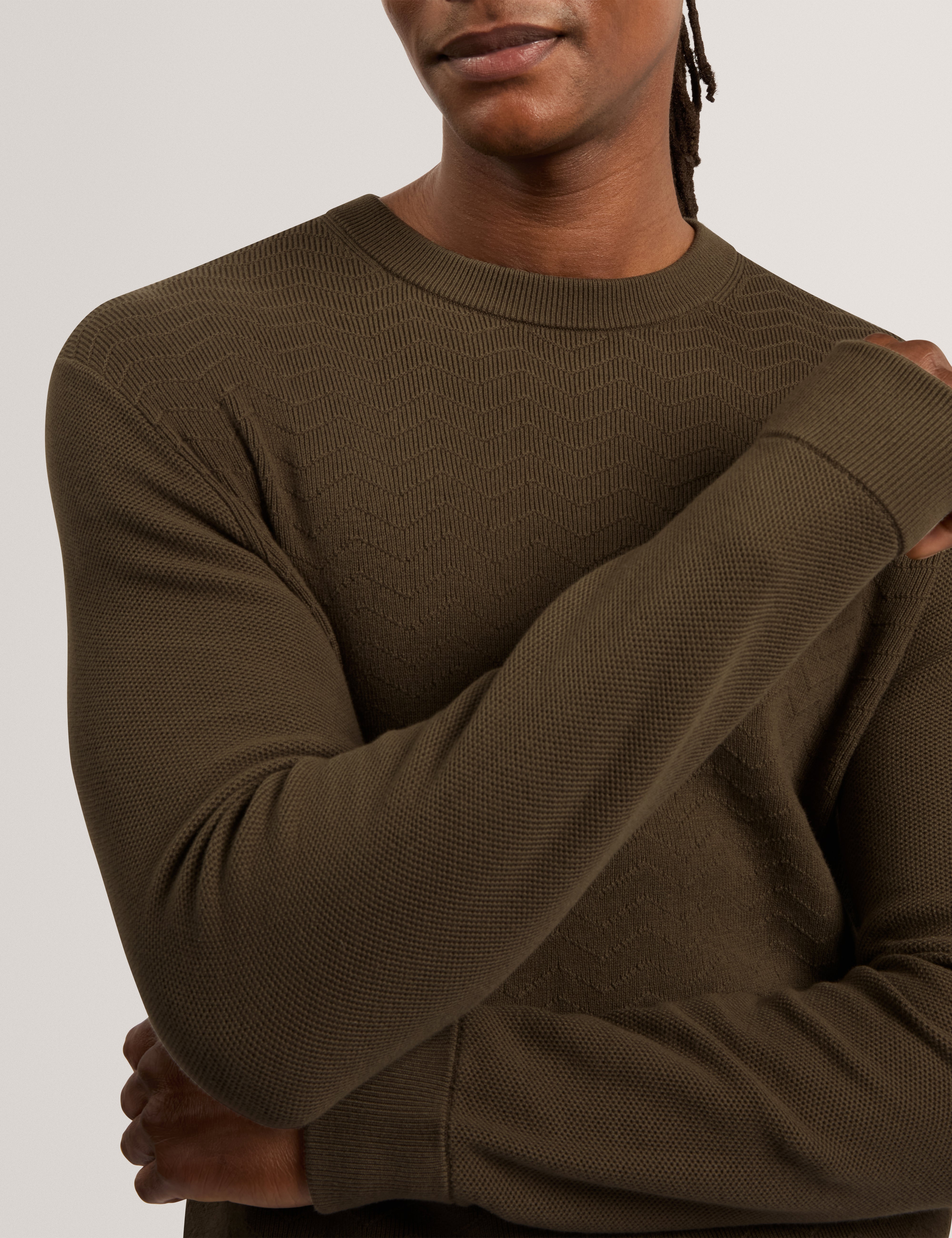 Ivess Mixed Stitch Crew Neck Olive