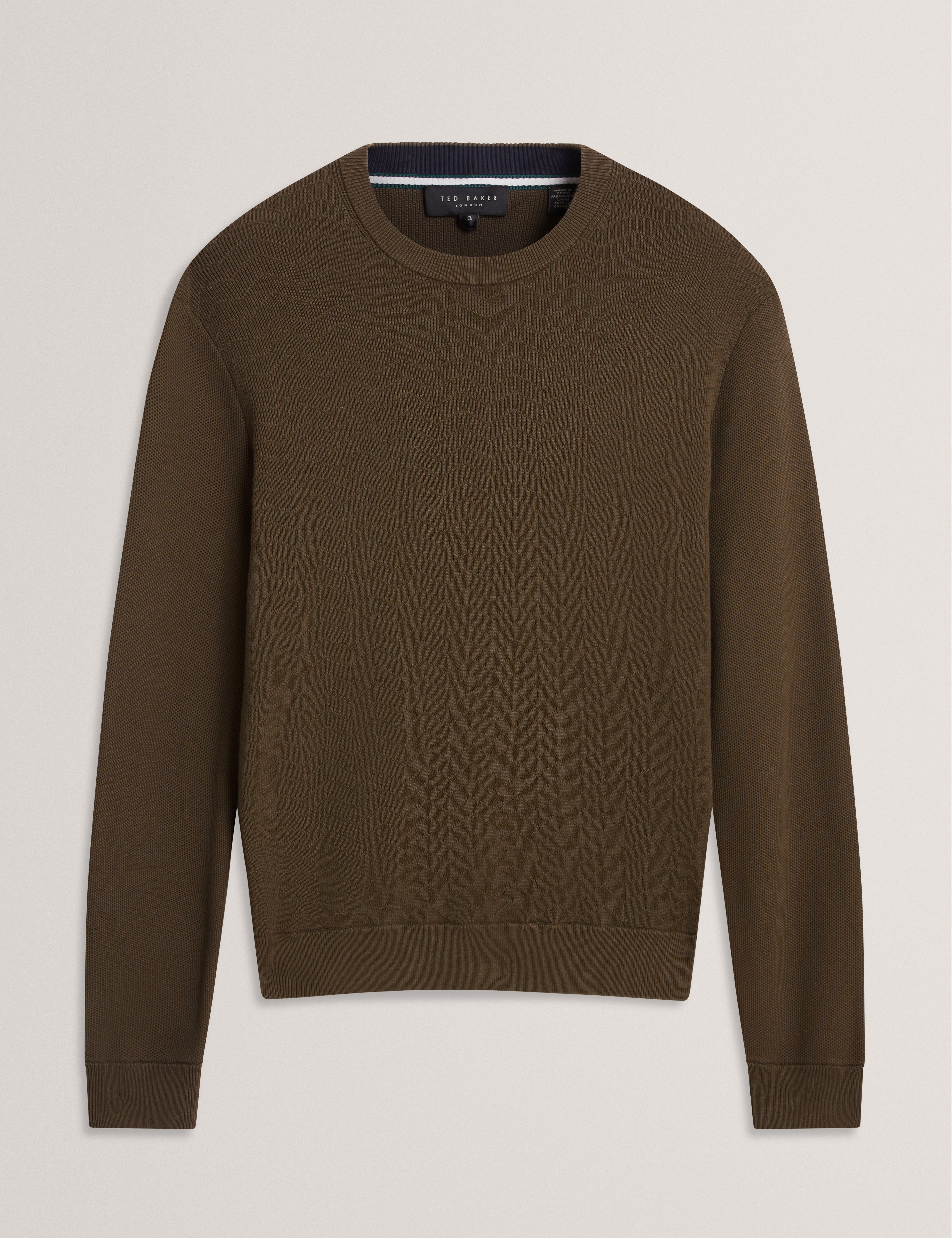 Ivess Mixed Stitch Crew Neck Olive
