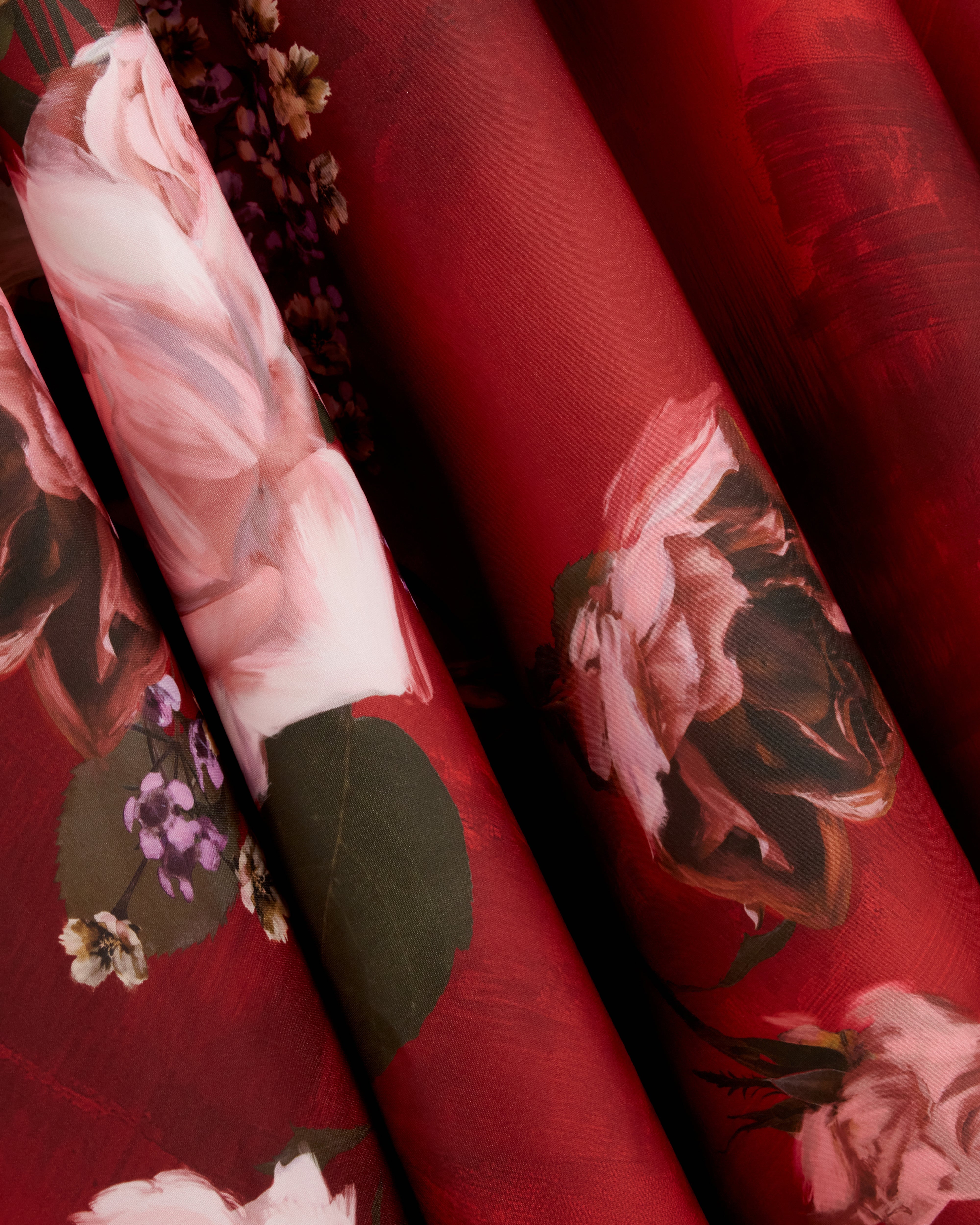 Simiia Printed Full Midi Skirt Red