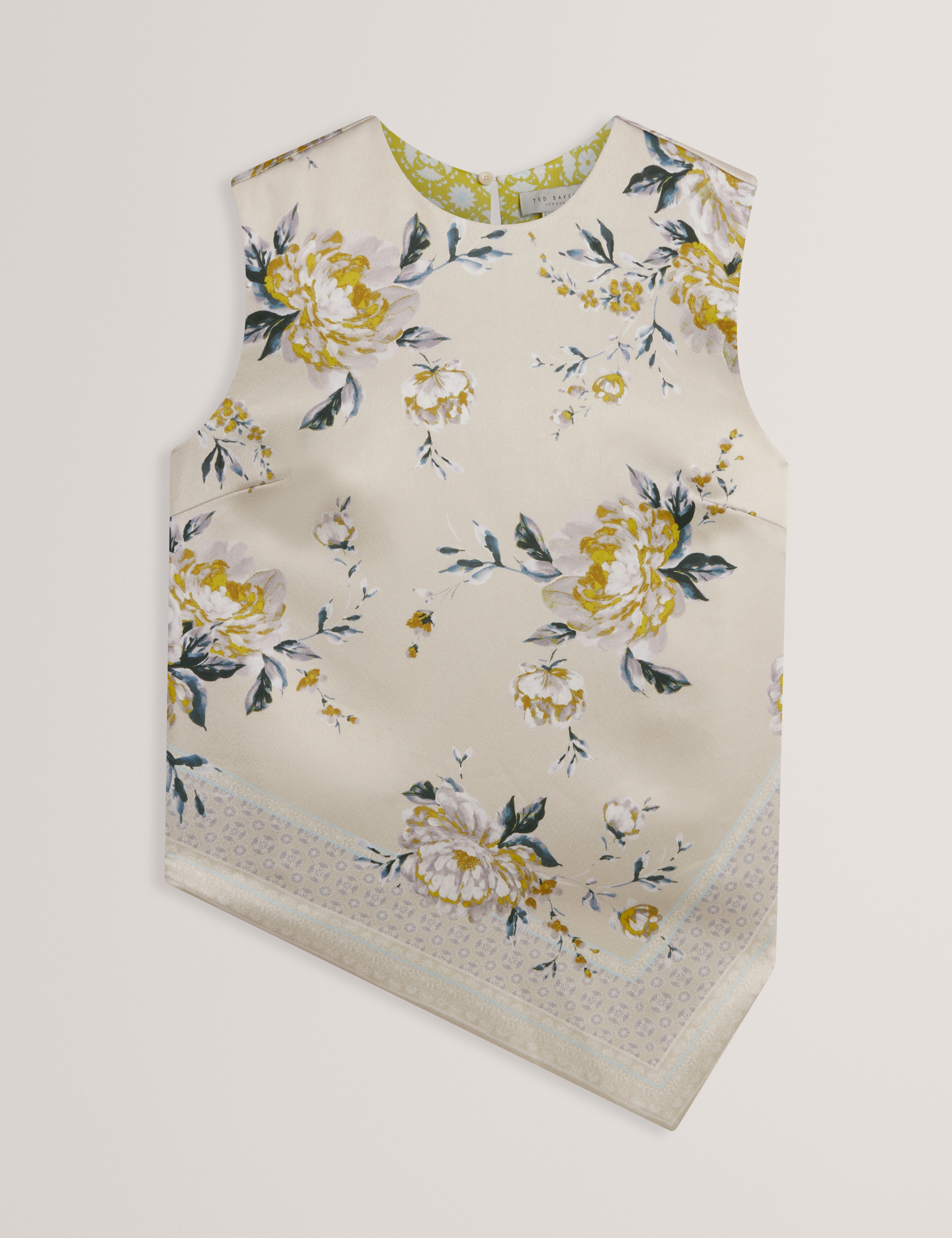 Branna Floral Printed Reversible Top Lt-Grey