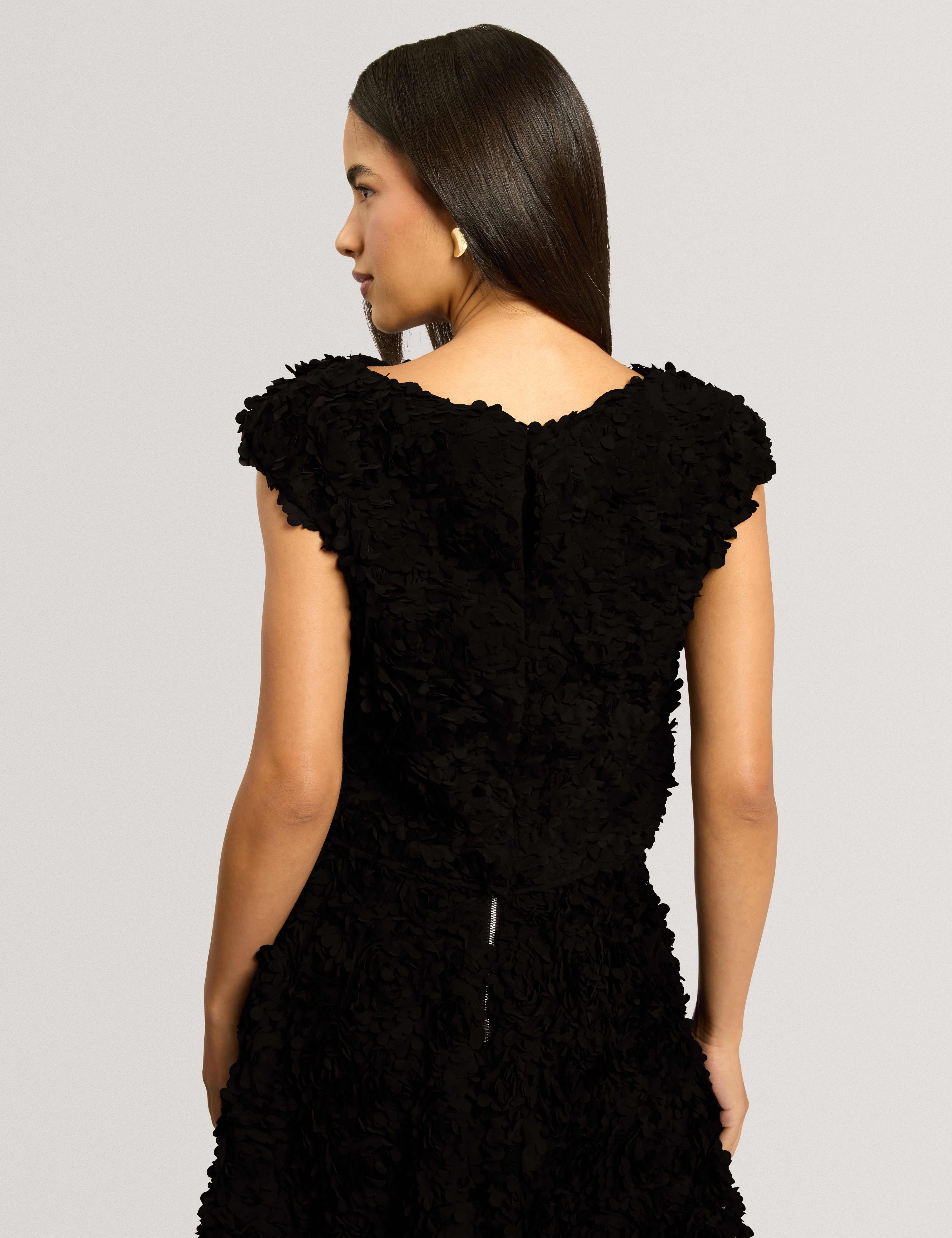 Bakaa Short Sleeve Textured Fabric Top Black
