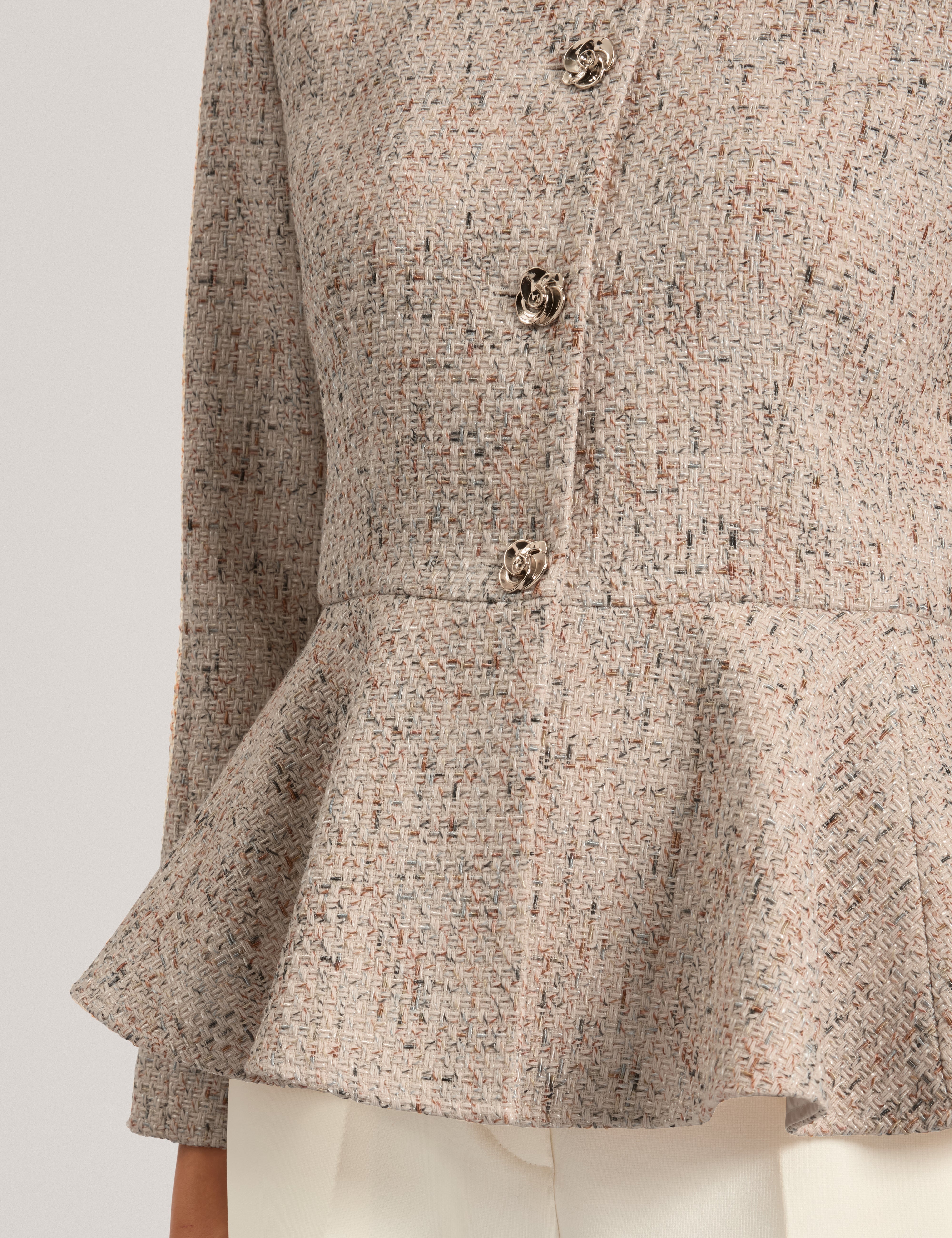 Admia Boucle Peplum Jacket Ivory