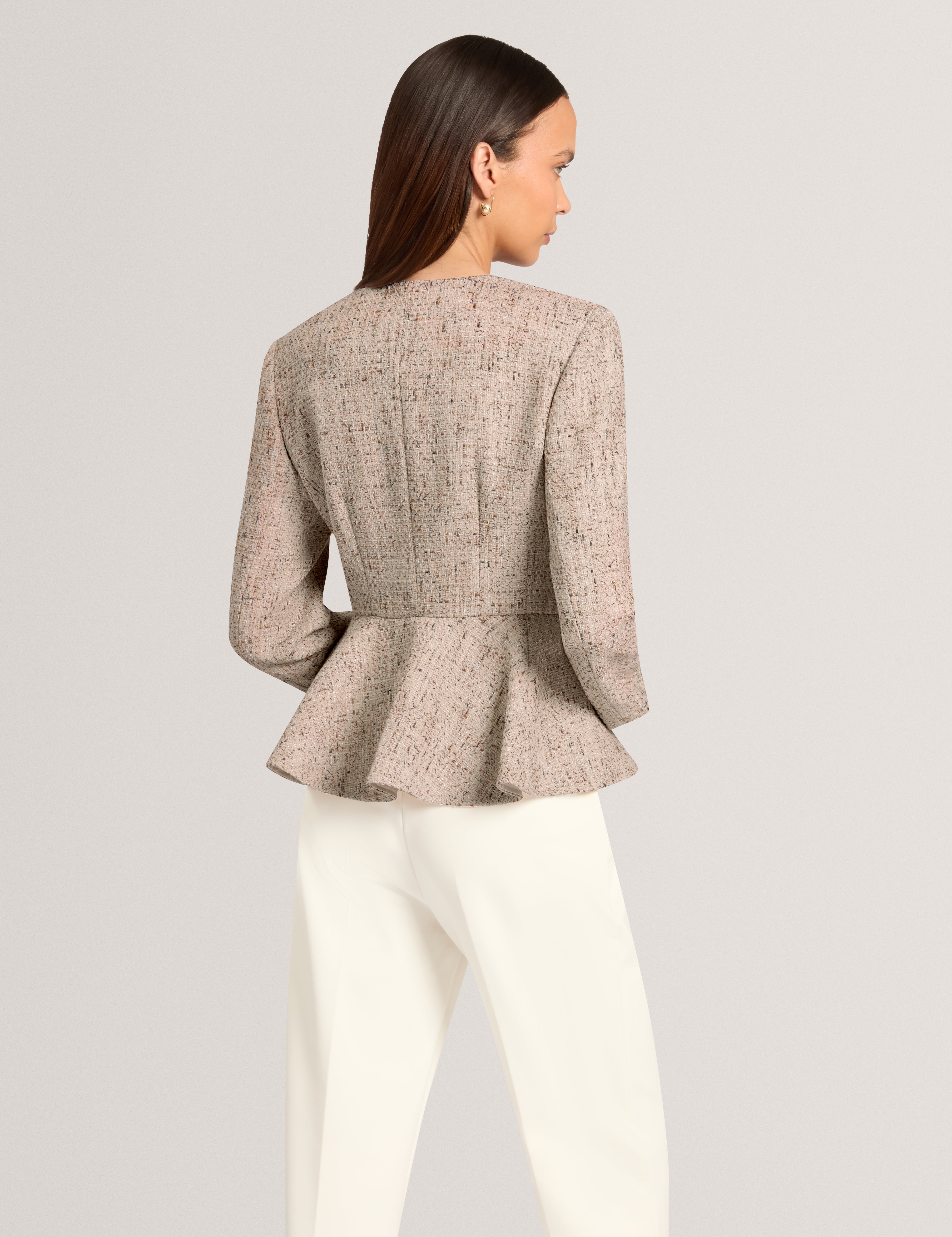 Admia Boucle Peplum Jacket Ivory