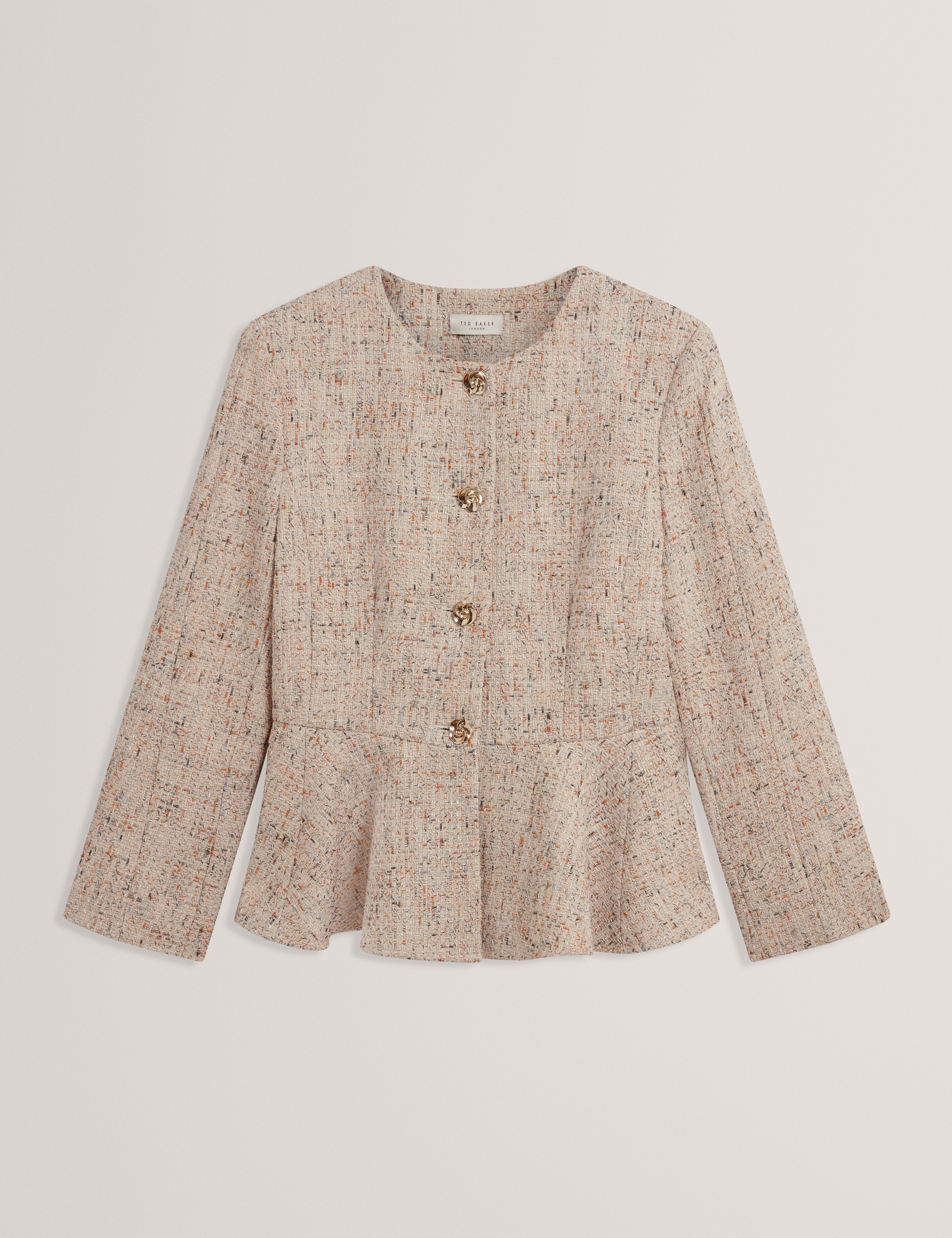 Admia Boucle Peplum Jacket Ivory