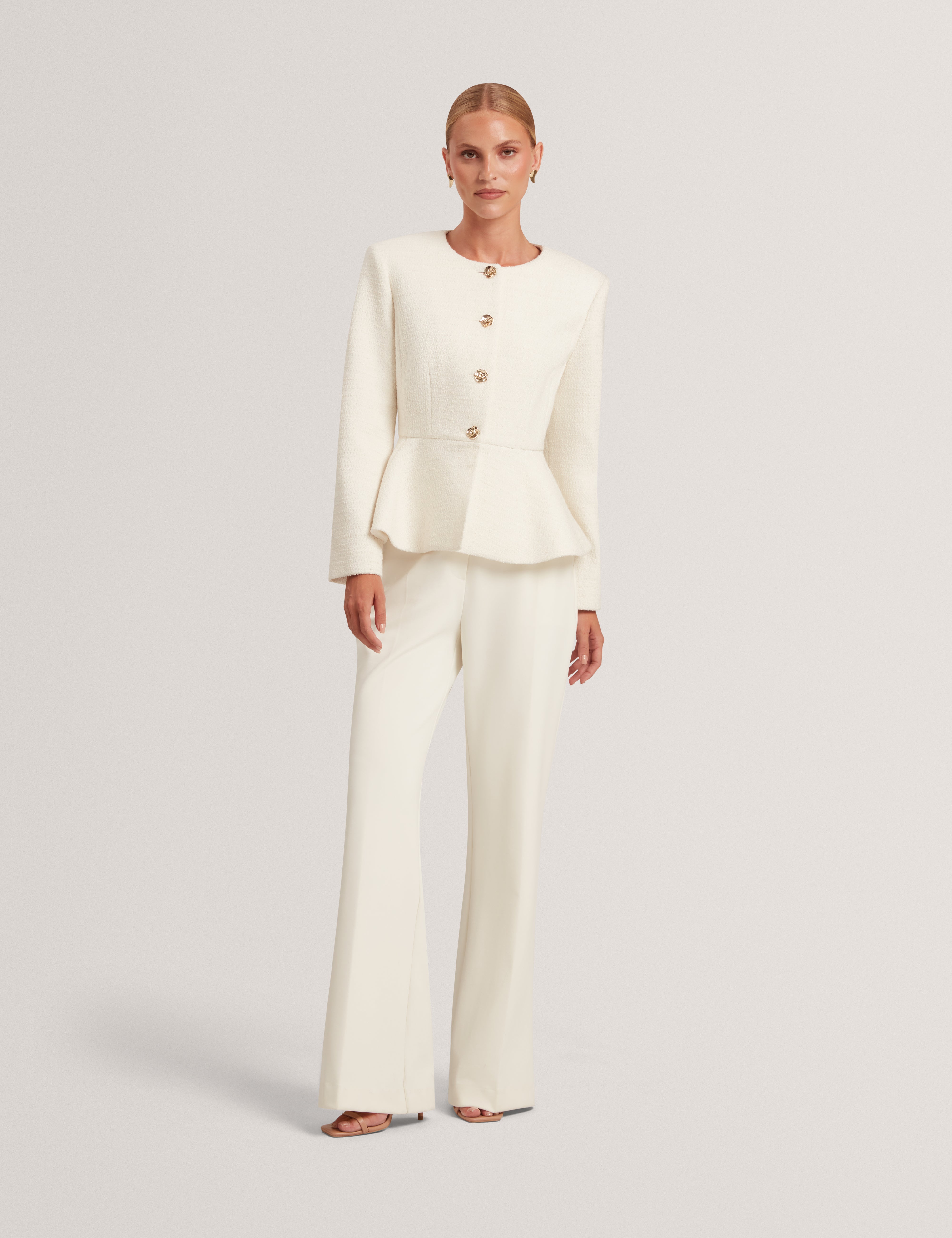 Raddi Tailored Peplum Jacket Ivory