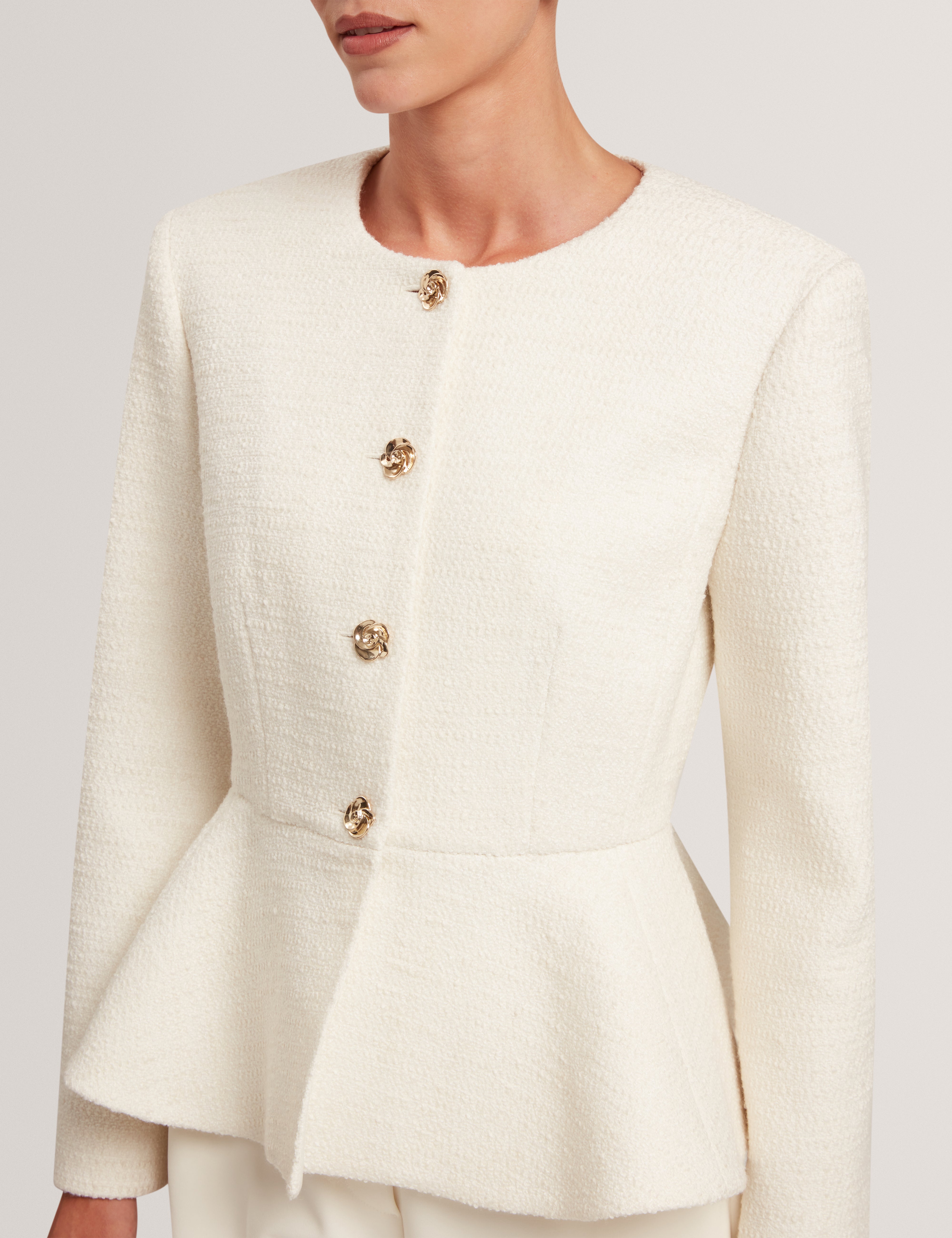 Raddi Tailored Peplum Jacket Ivory