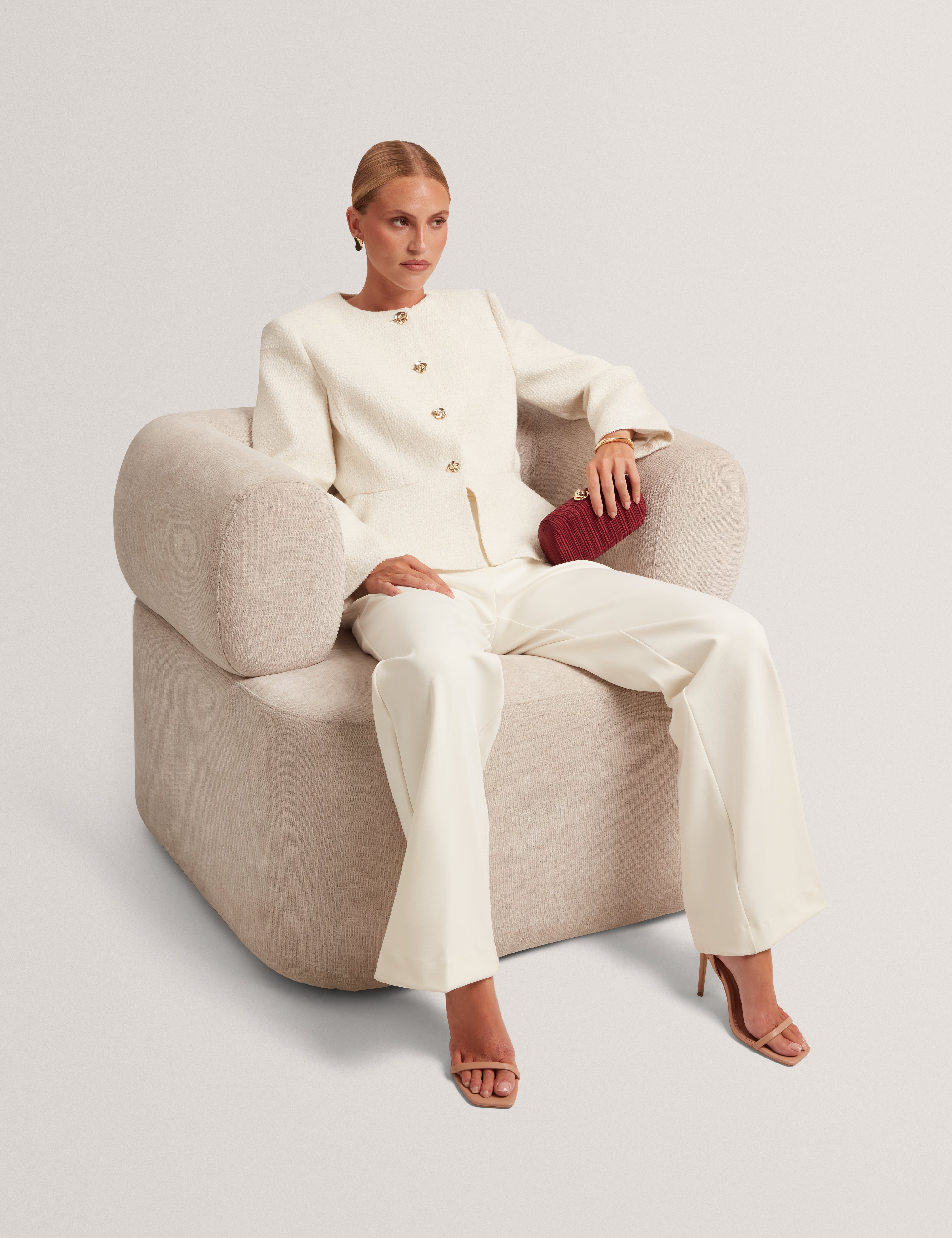 Raddi Tailored Peplum Jacket Ivory