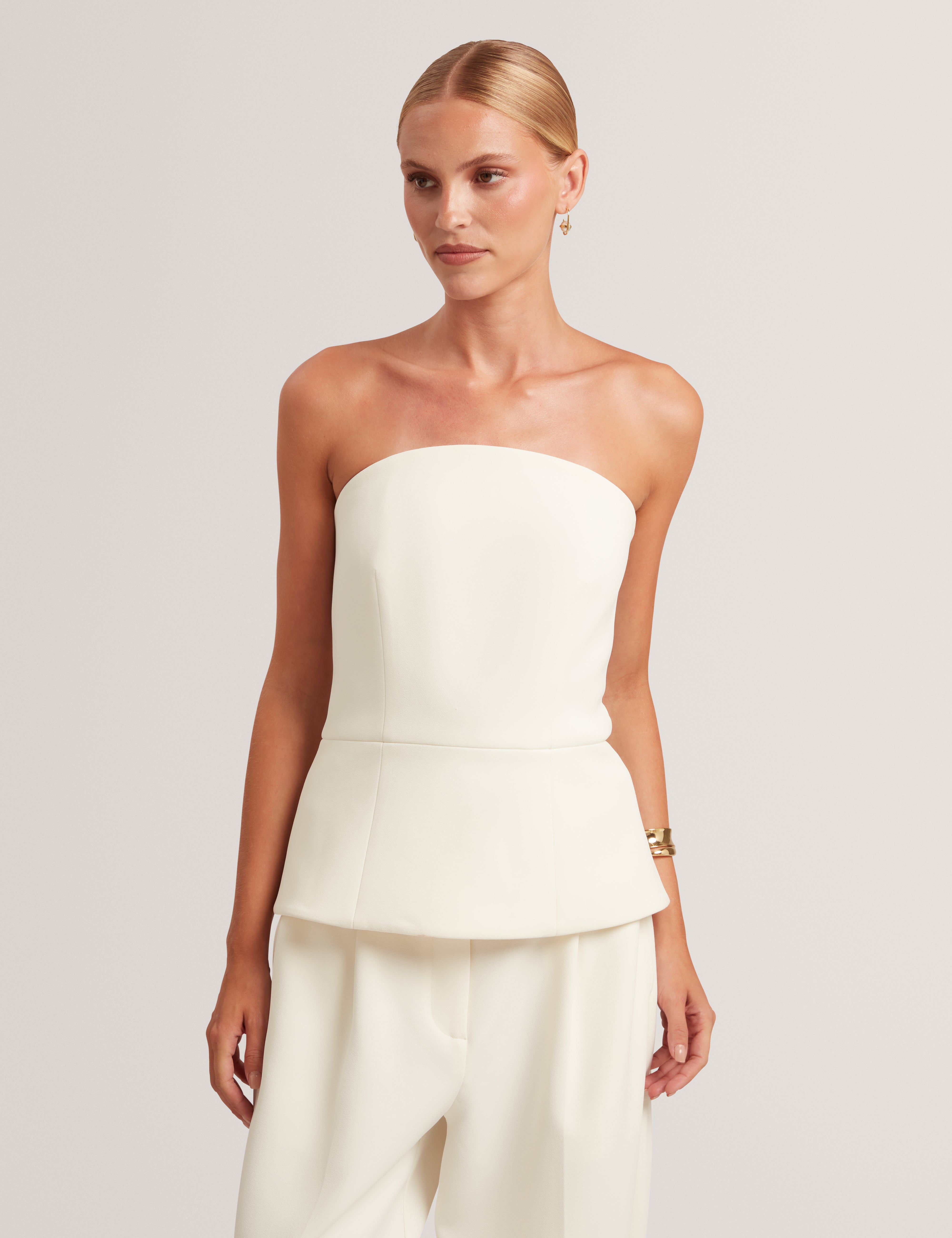 Raddij Tailored Strapless Jumpsuit Ivory
