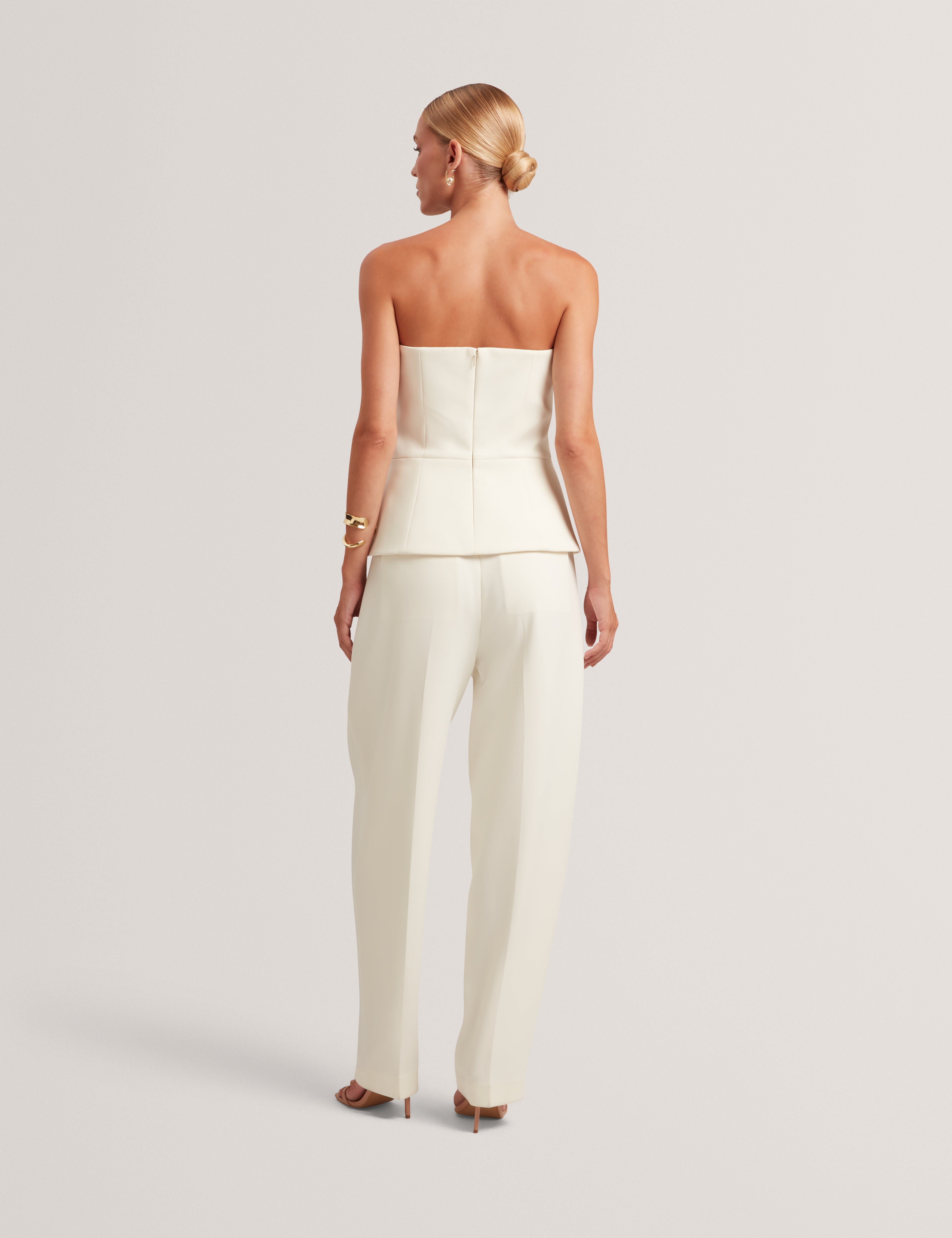 Raddij Tailored Strapless Jumpsuit Ivory