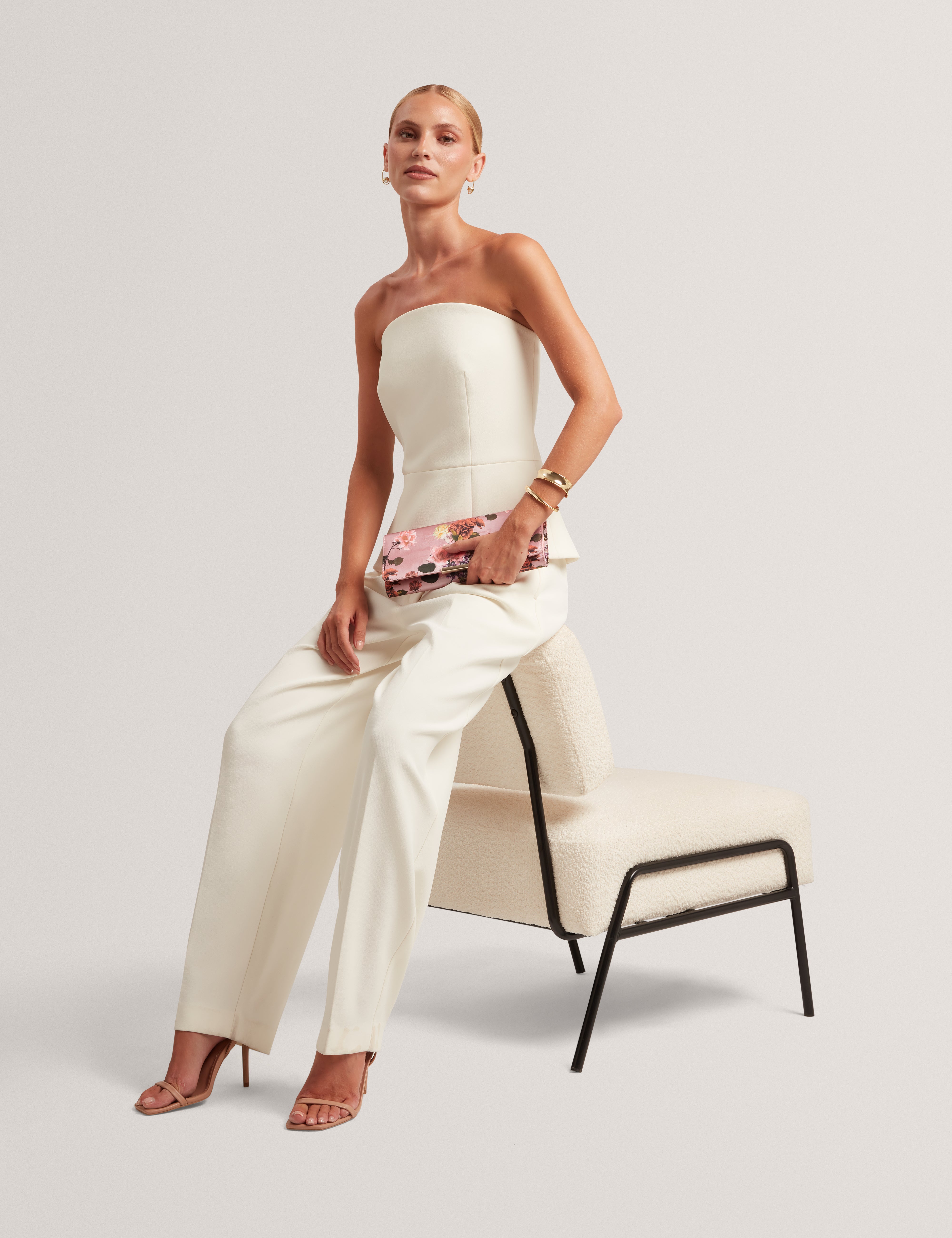 Raddij Tailored Strapless Jumpsuit Ivory