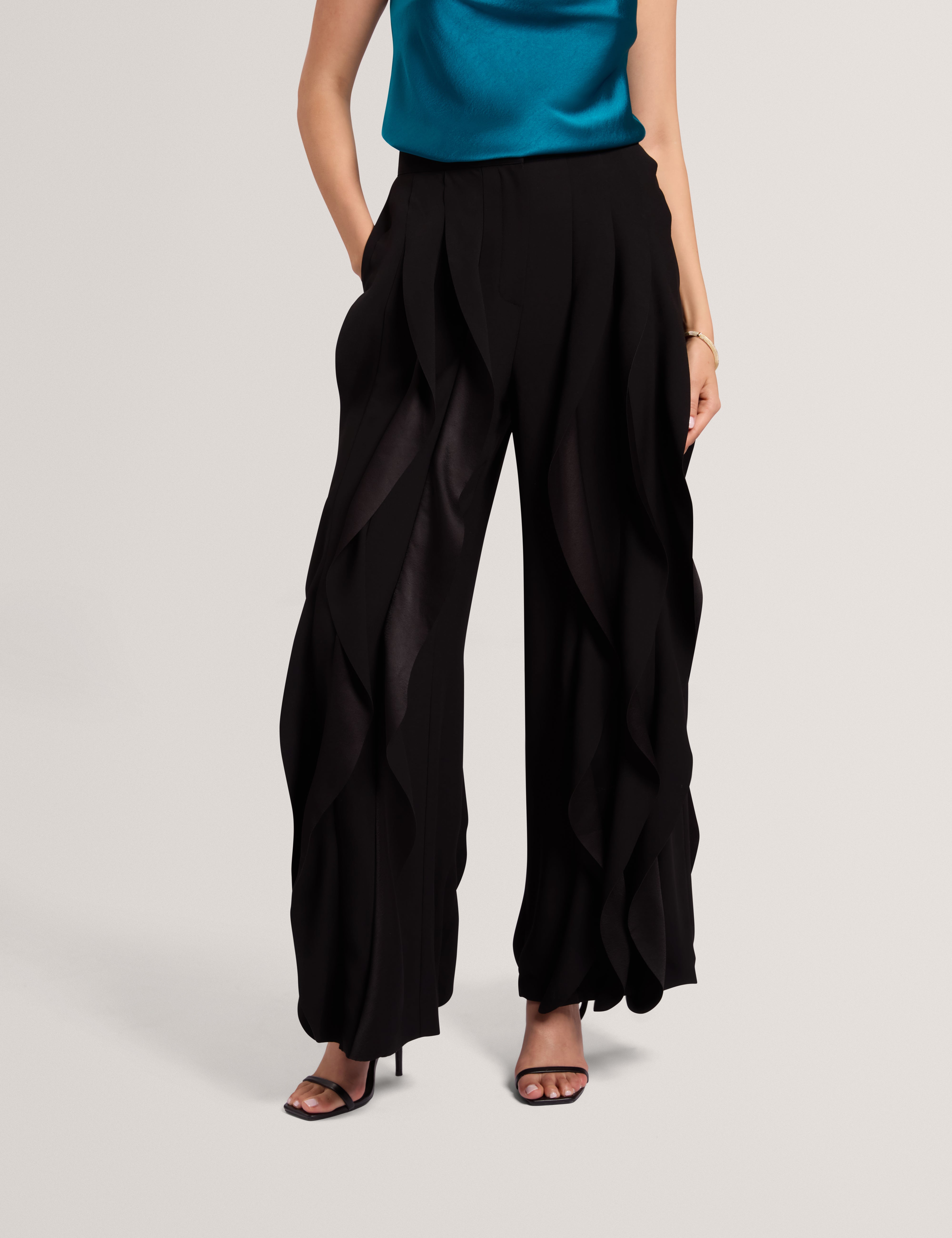 Caelfa Ruffle Detail Trouser Black