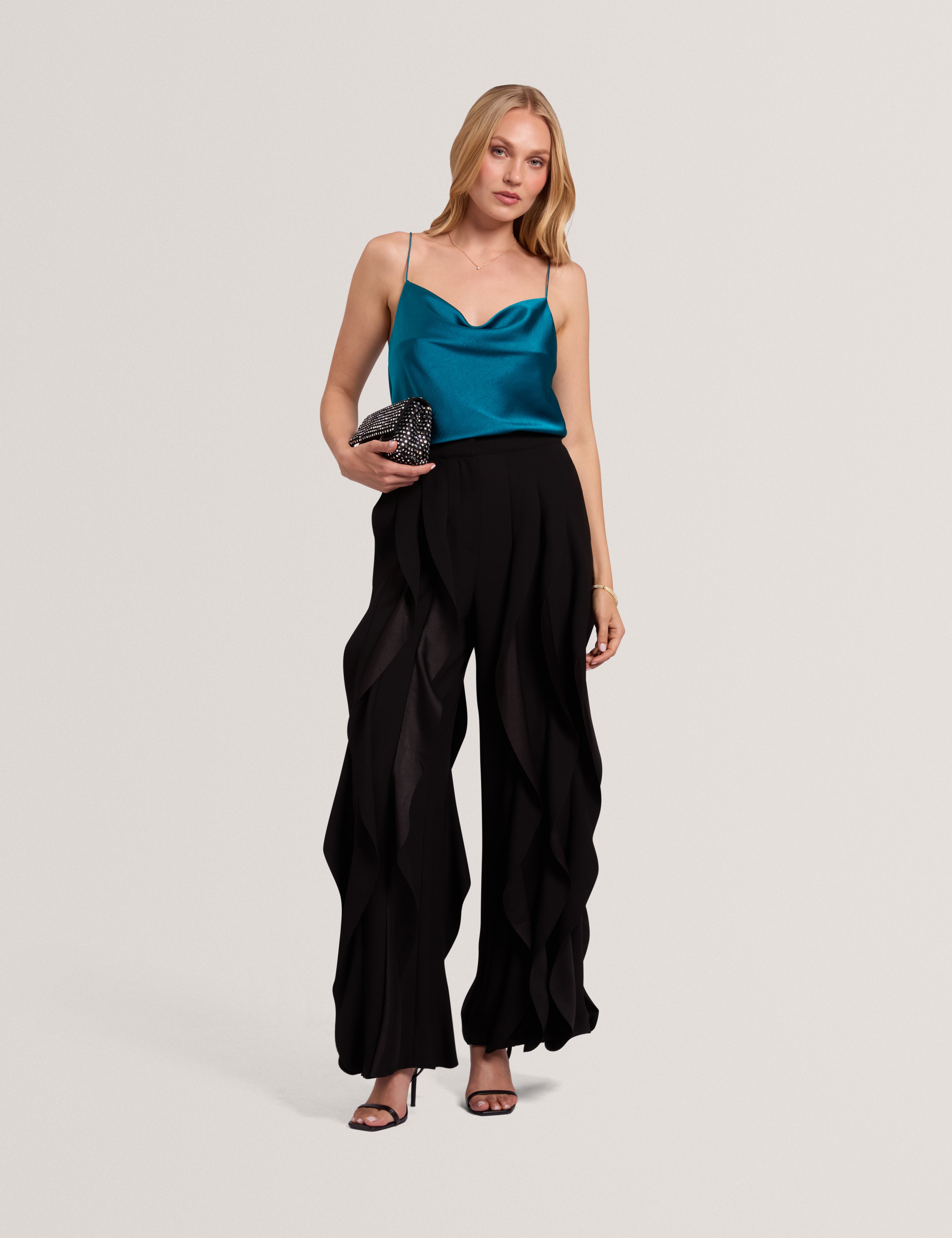 Caelfa Ruffle Detail Trouser Black