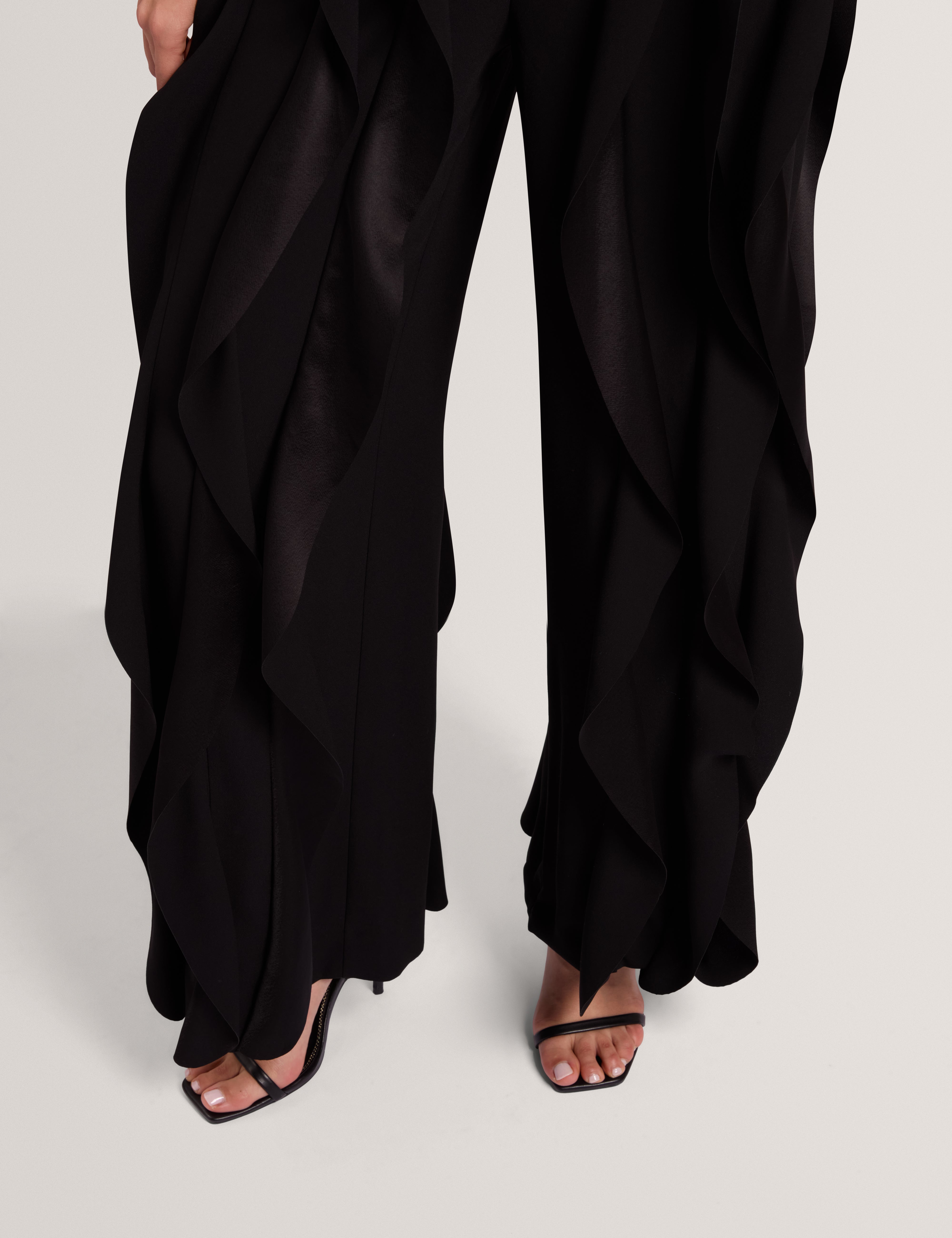 Caelfa Ruffle Detail Trouser Black