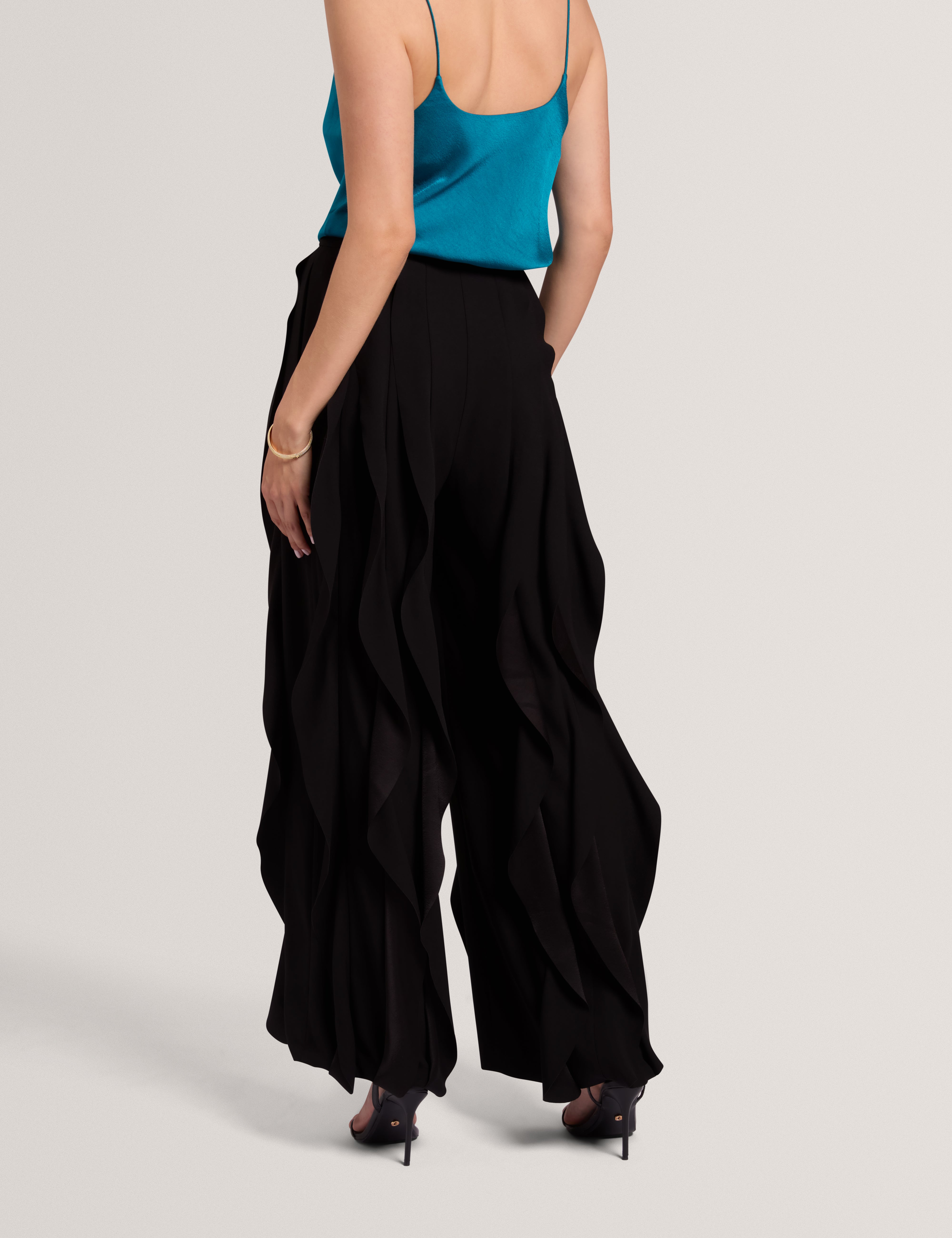Caelfa Ruffle Detail Trouser Black