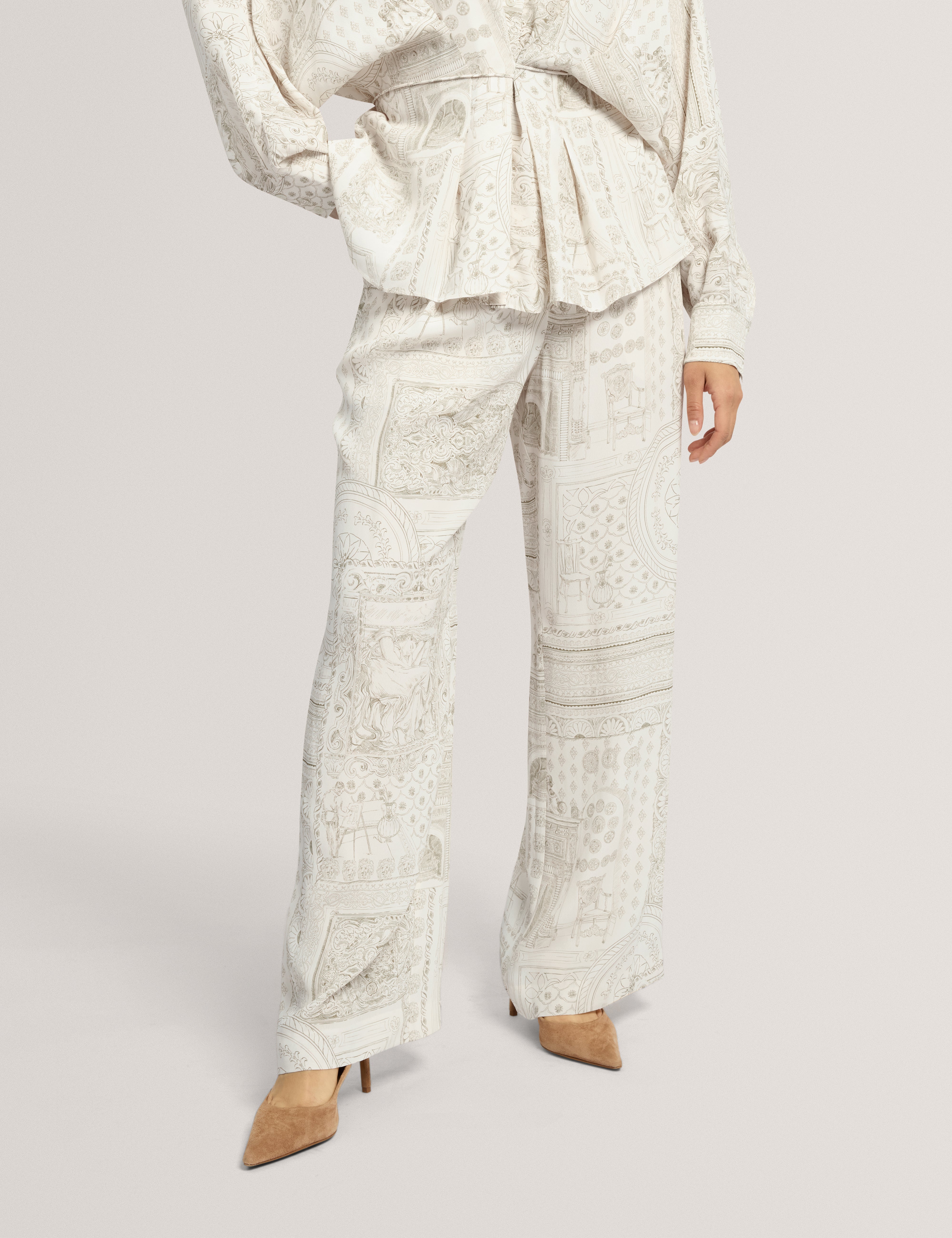 Wanza Printed Straight Leg Trouser Lt-Grey