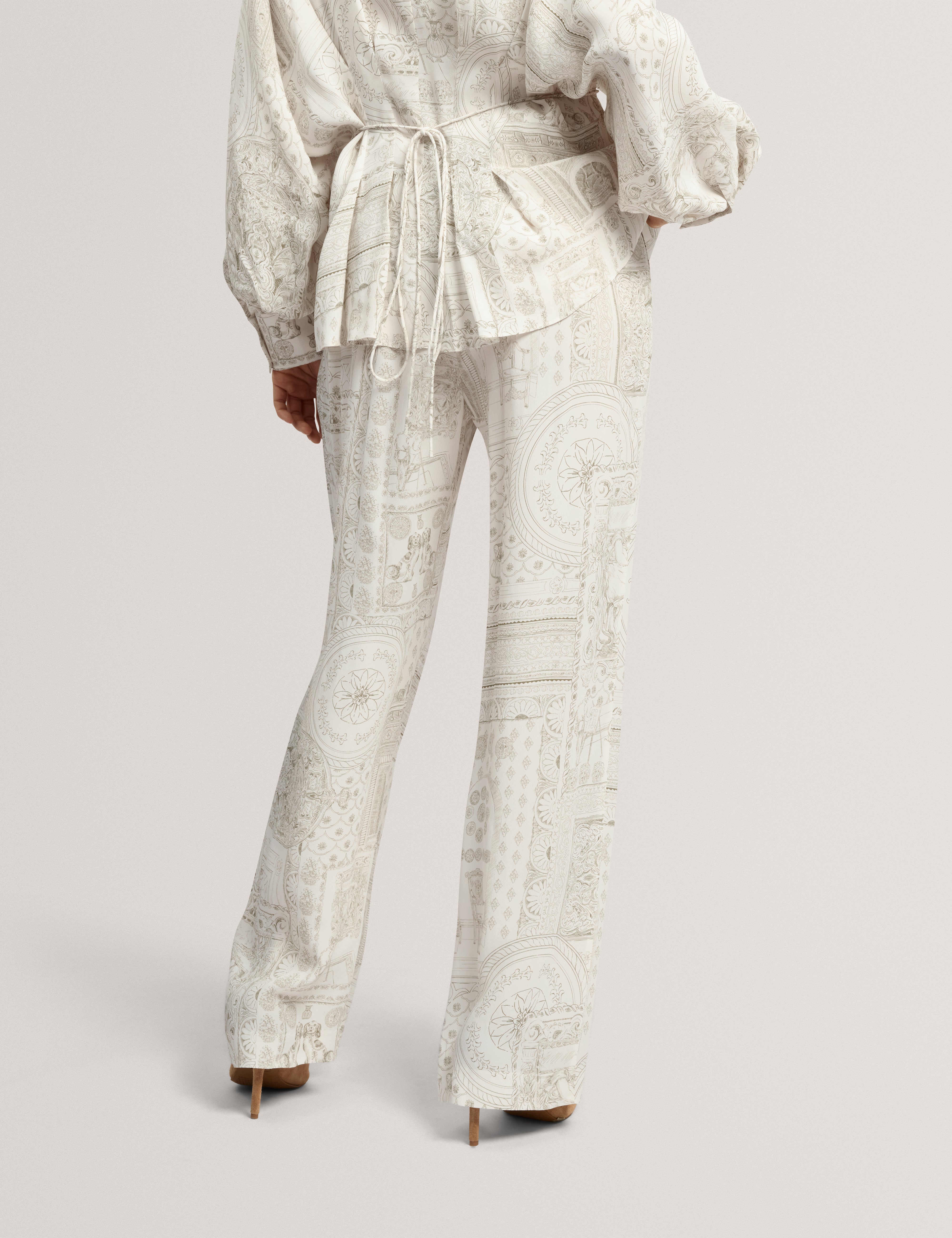 Wanza Printed Straight Leg Trouser Lt-Grey
