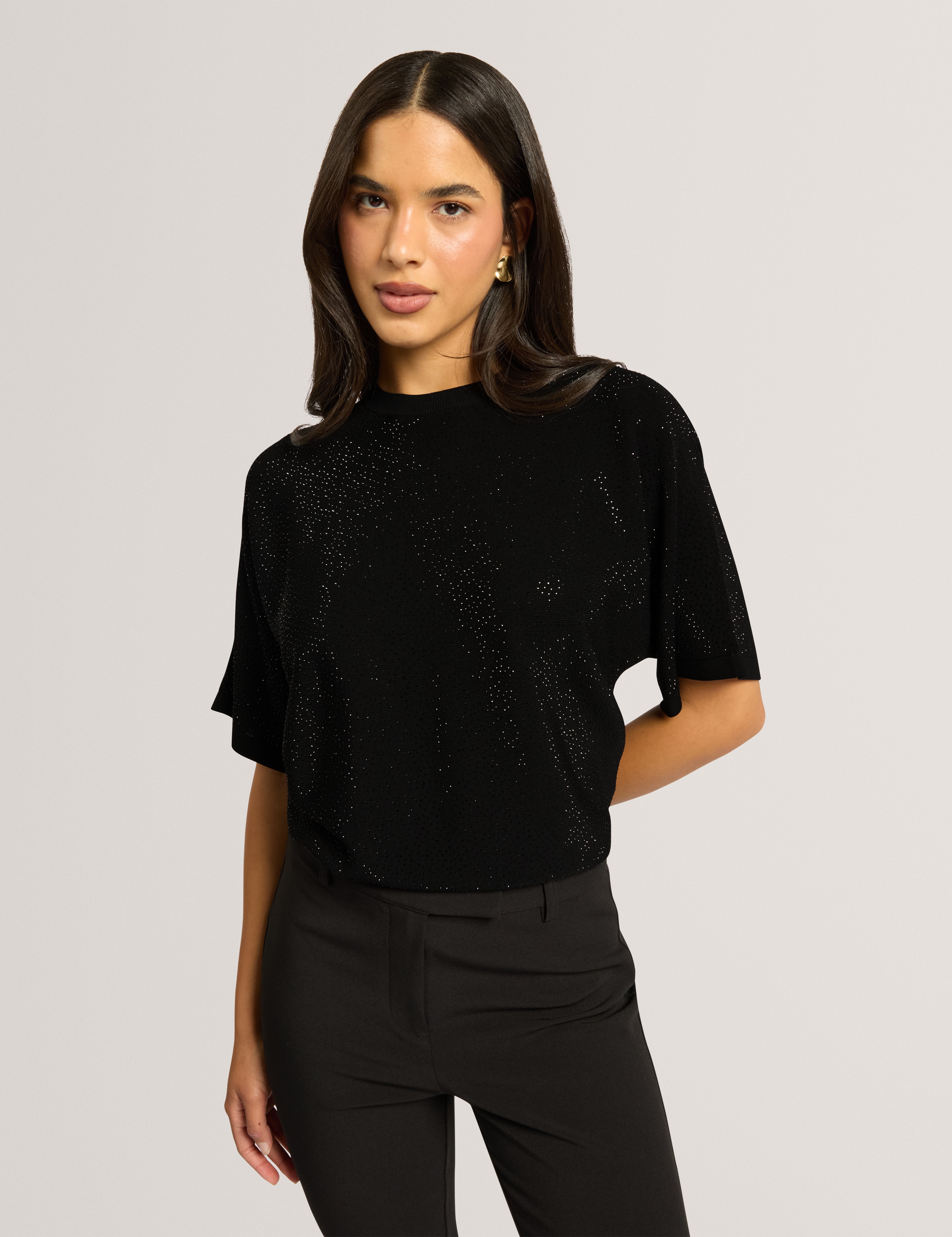 Maiva Hot Fix Knitted Top Black