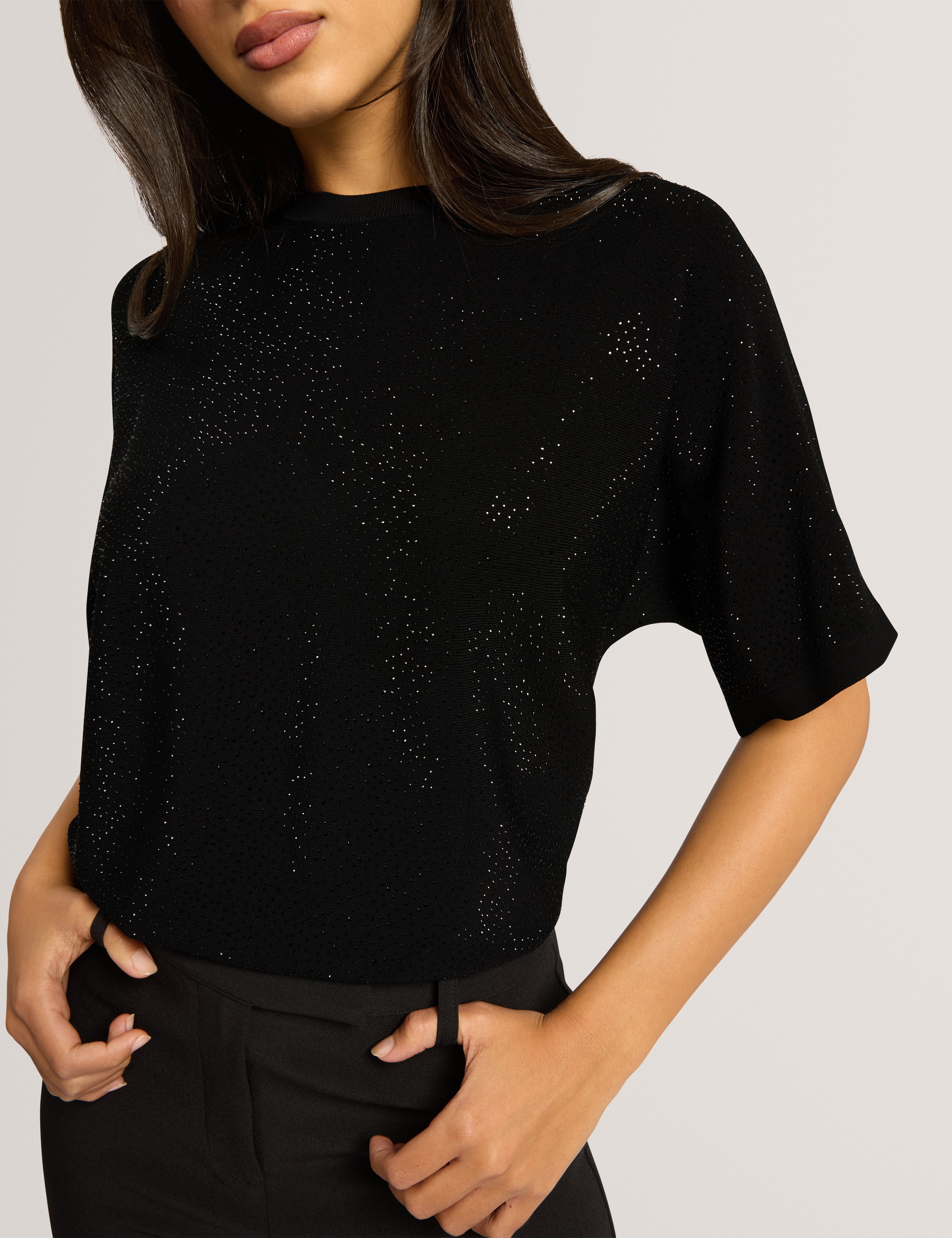 Maiva Hot Fix Knitted Top Black