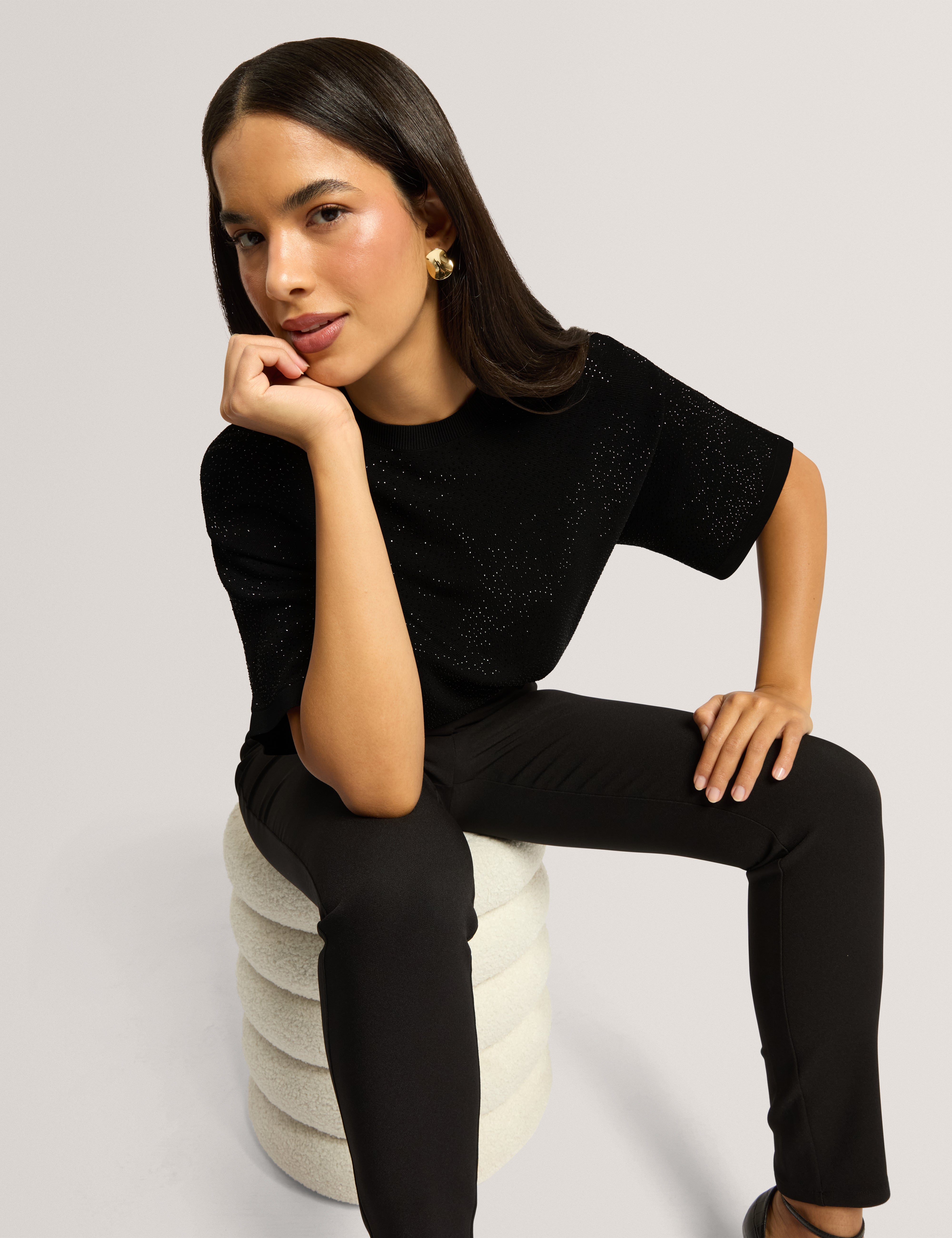 Maiva Hot Fix Knitted Top Black