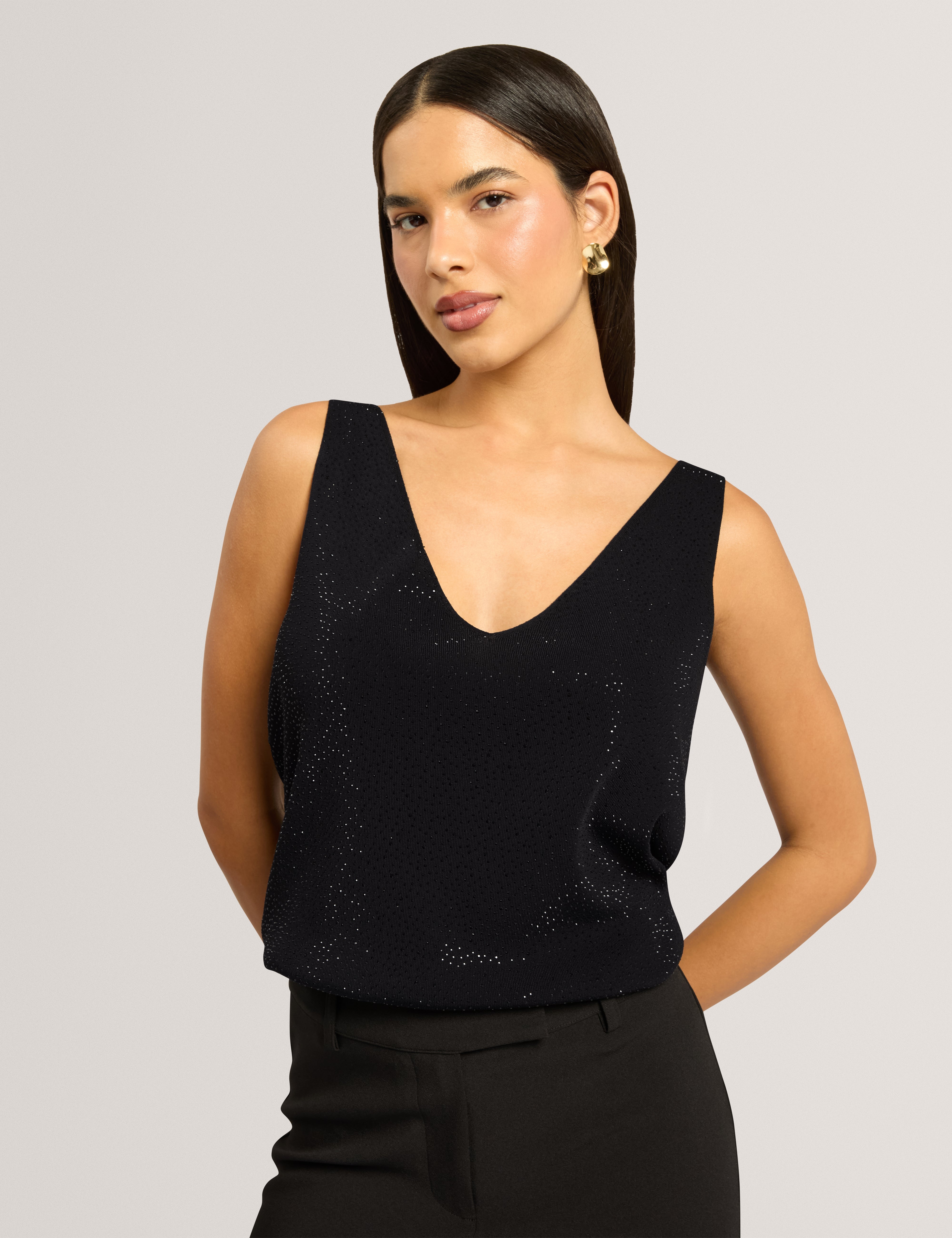 Mirill Hot Fix Knitted Tank Black