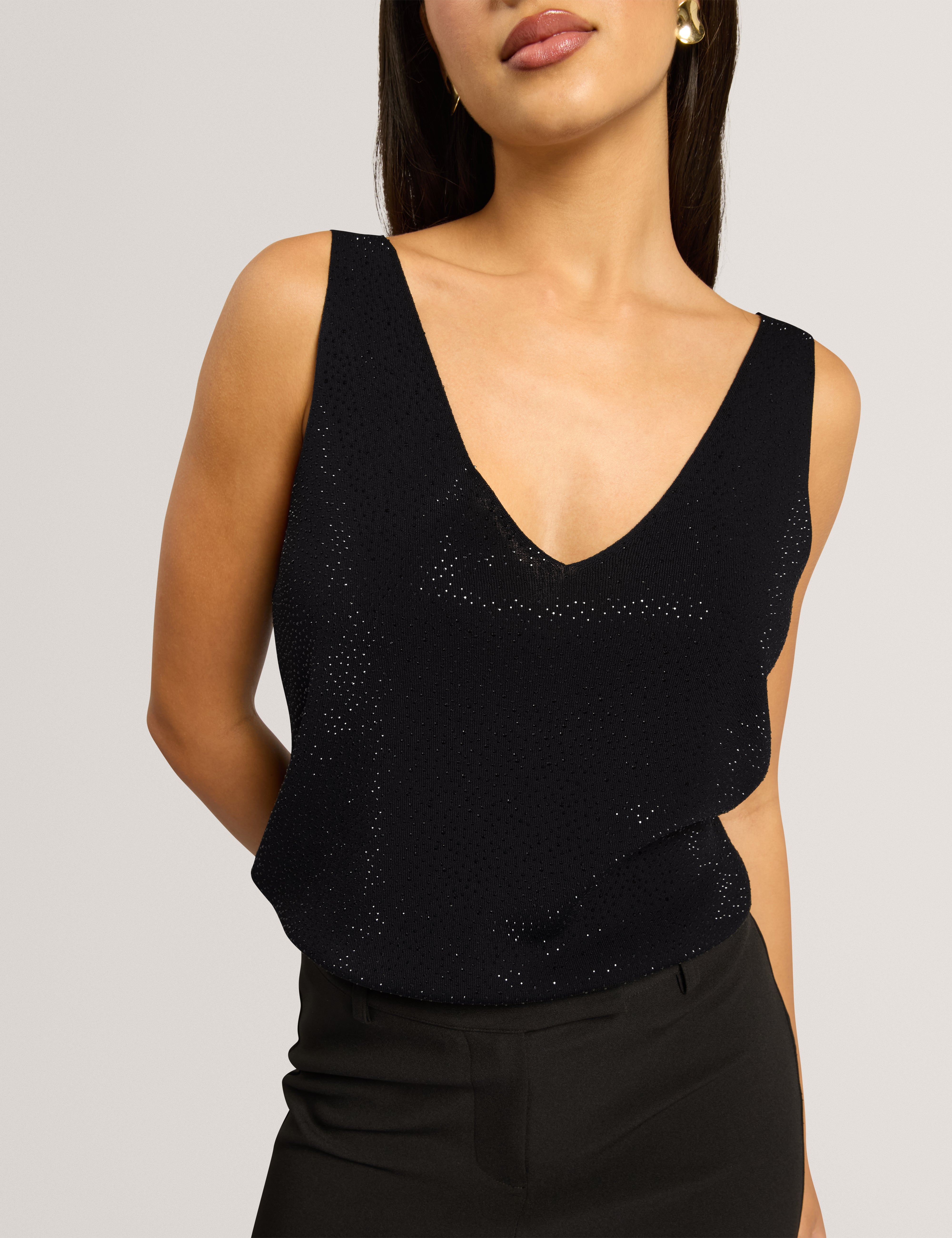 Mirill Hot Fix Knitted Tank Black