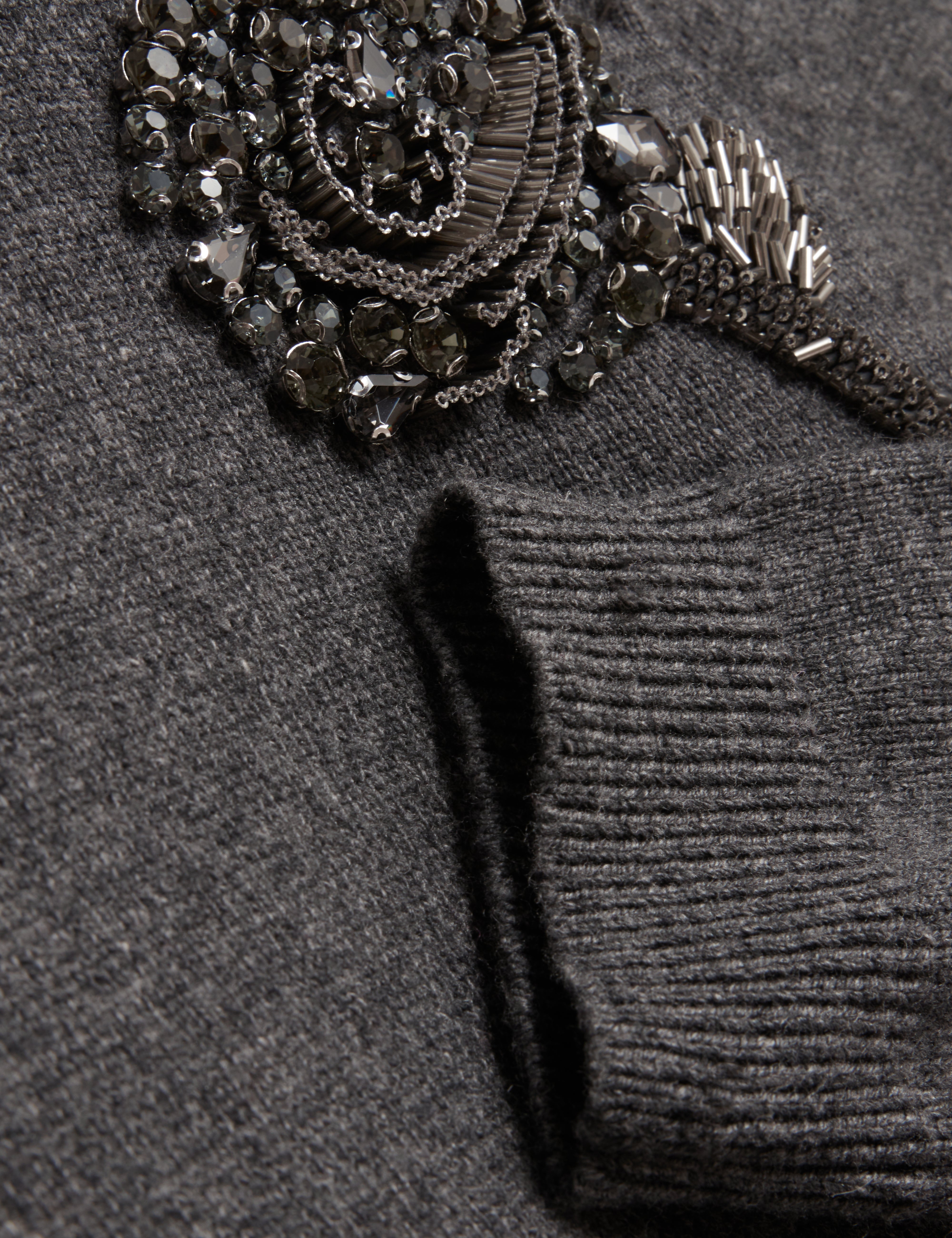 Enirah Embellished Wool Blend Jumper Grey