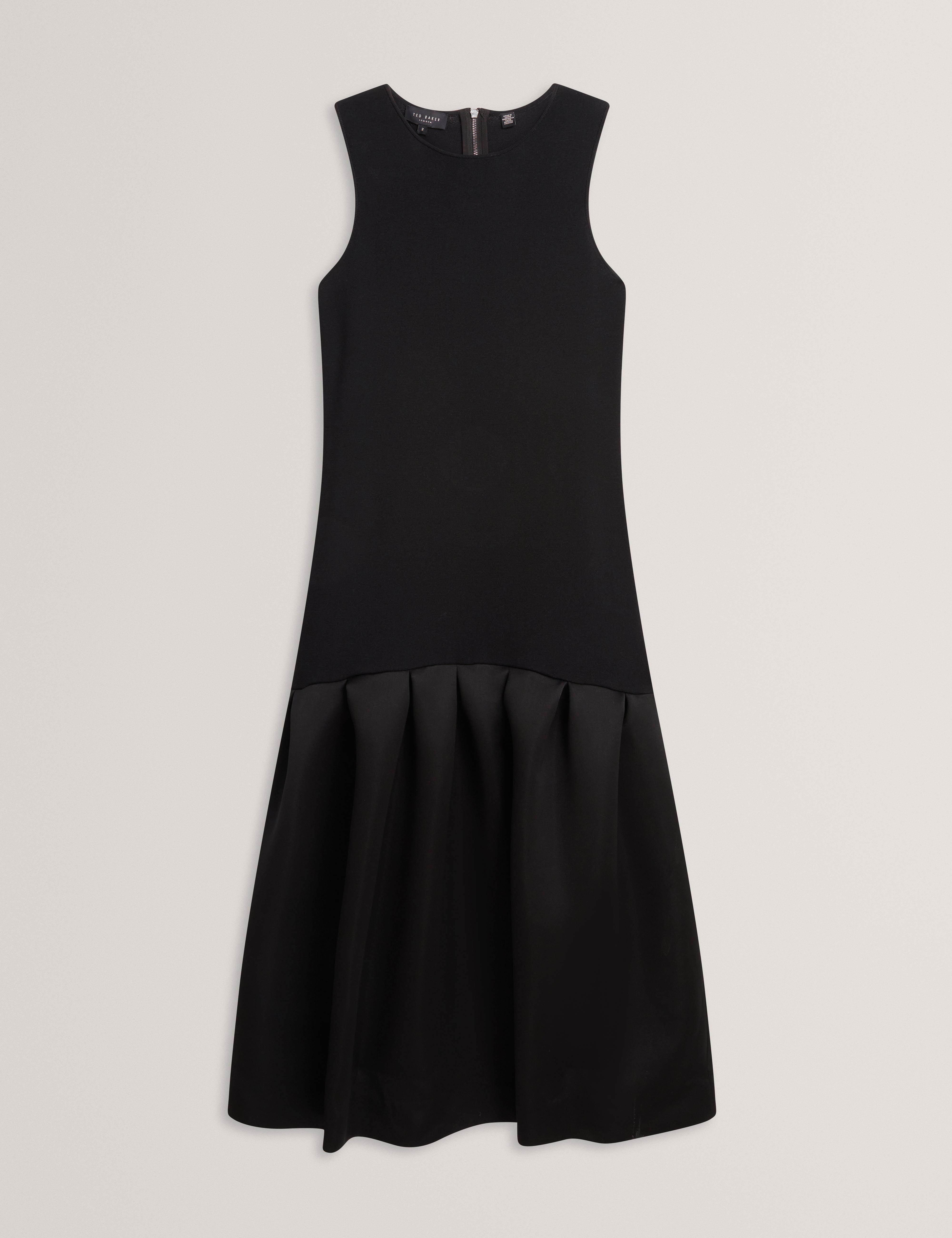 Lylora Woven Mix Midi Dress Black
