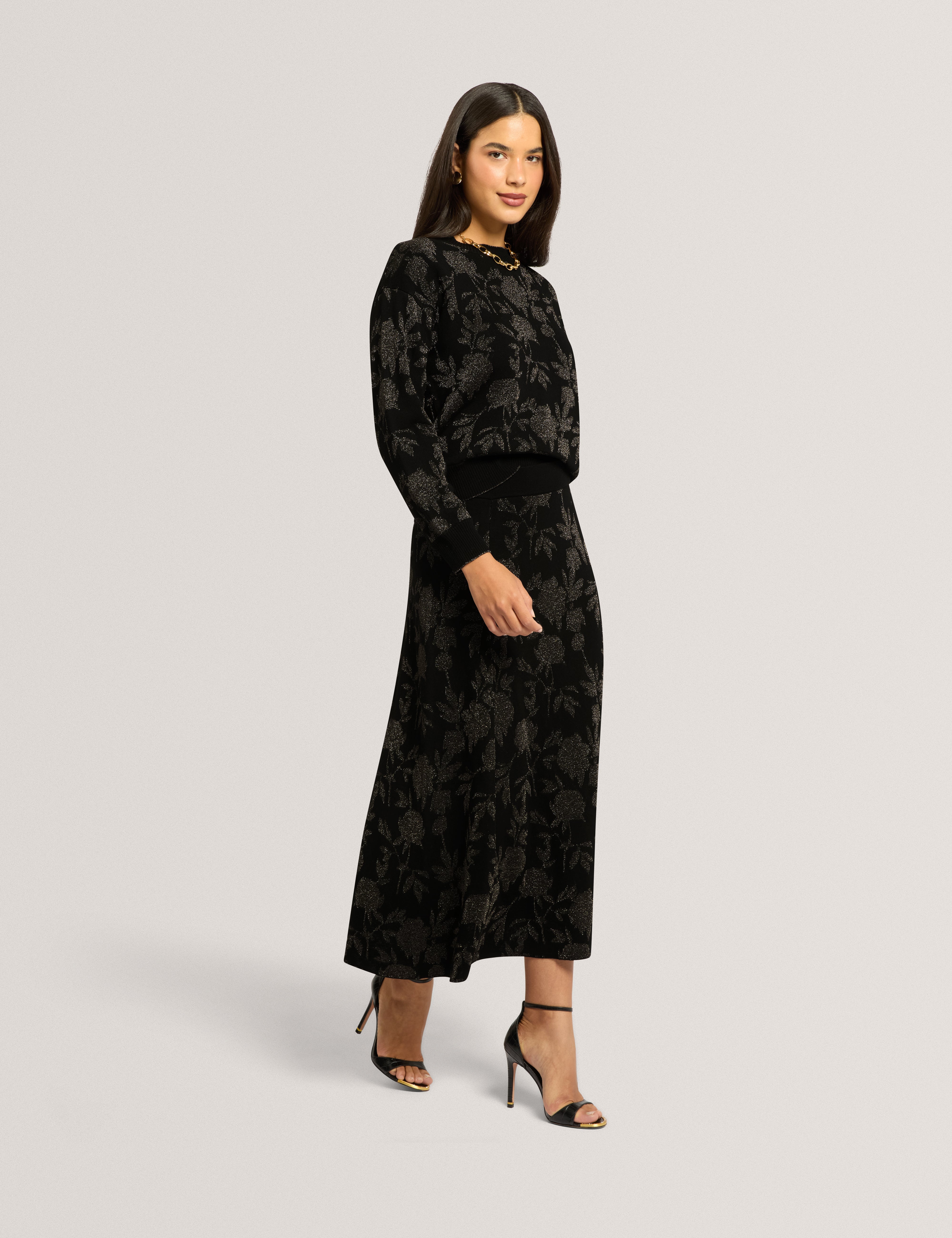 Hesila Cropped Jacquard Jumper Black