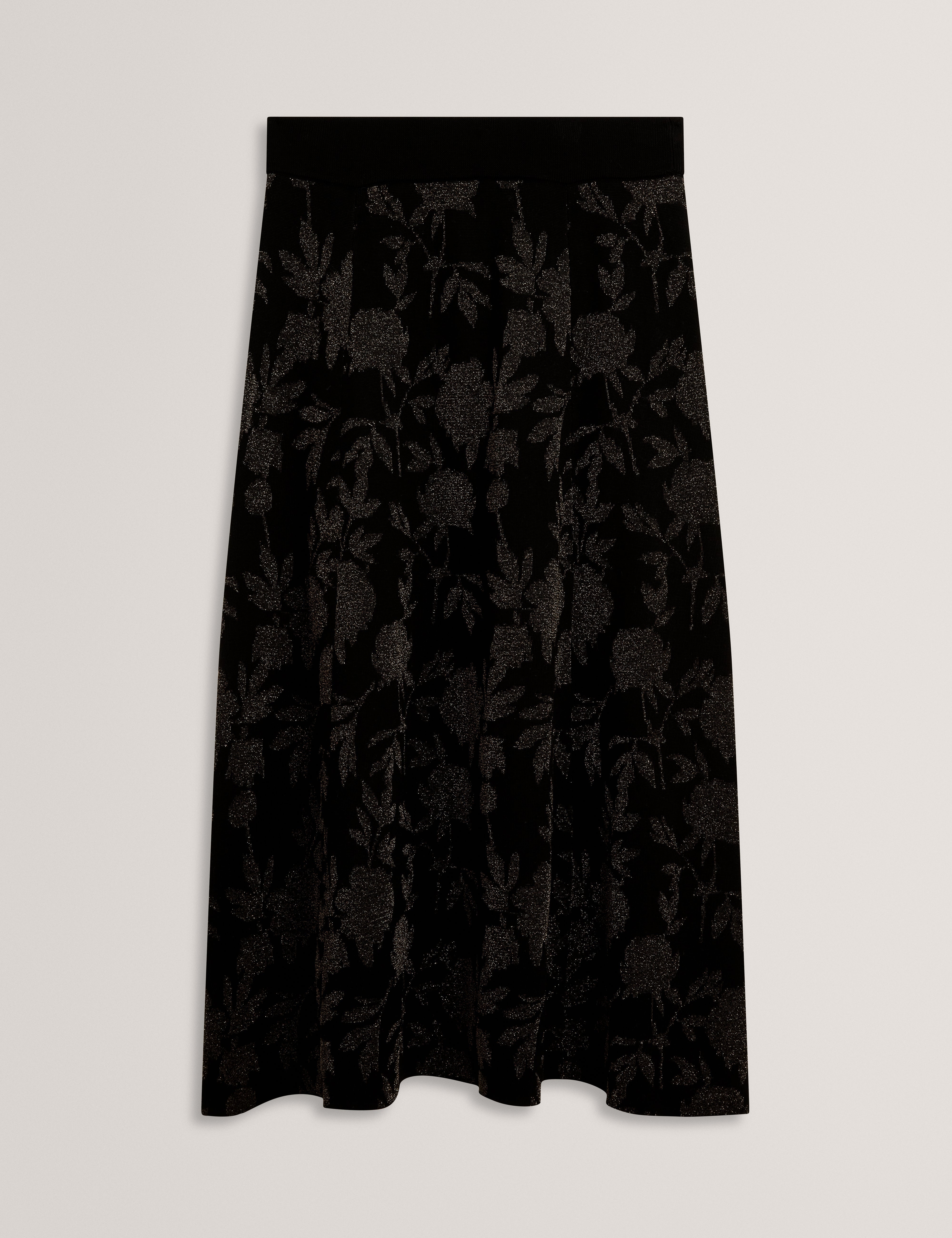 Zolana Jacquard A Line Midi Skirt Black