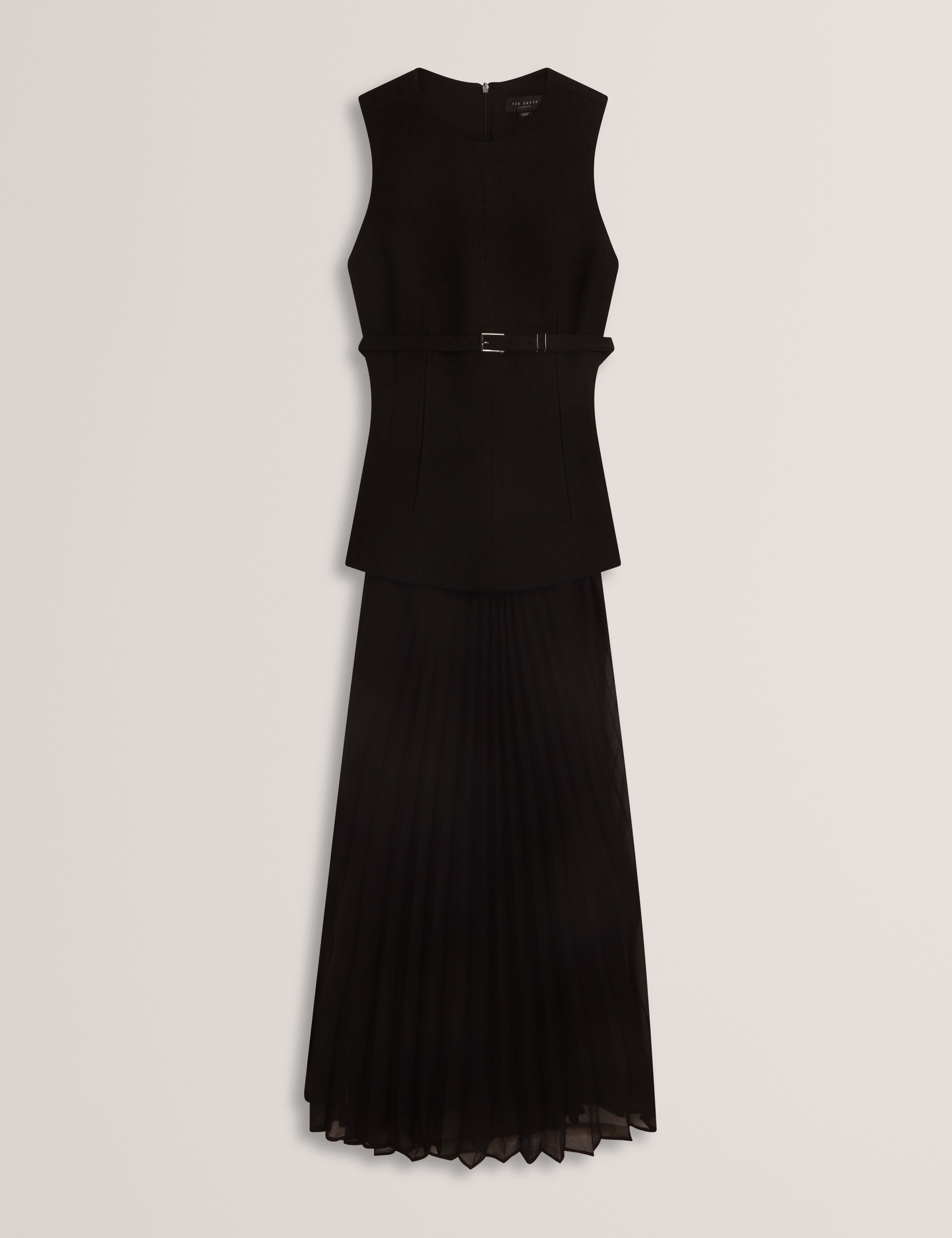 Raddimk Boucle Top Pleated Midi Dress Black