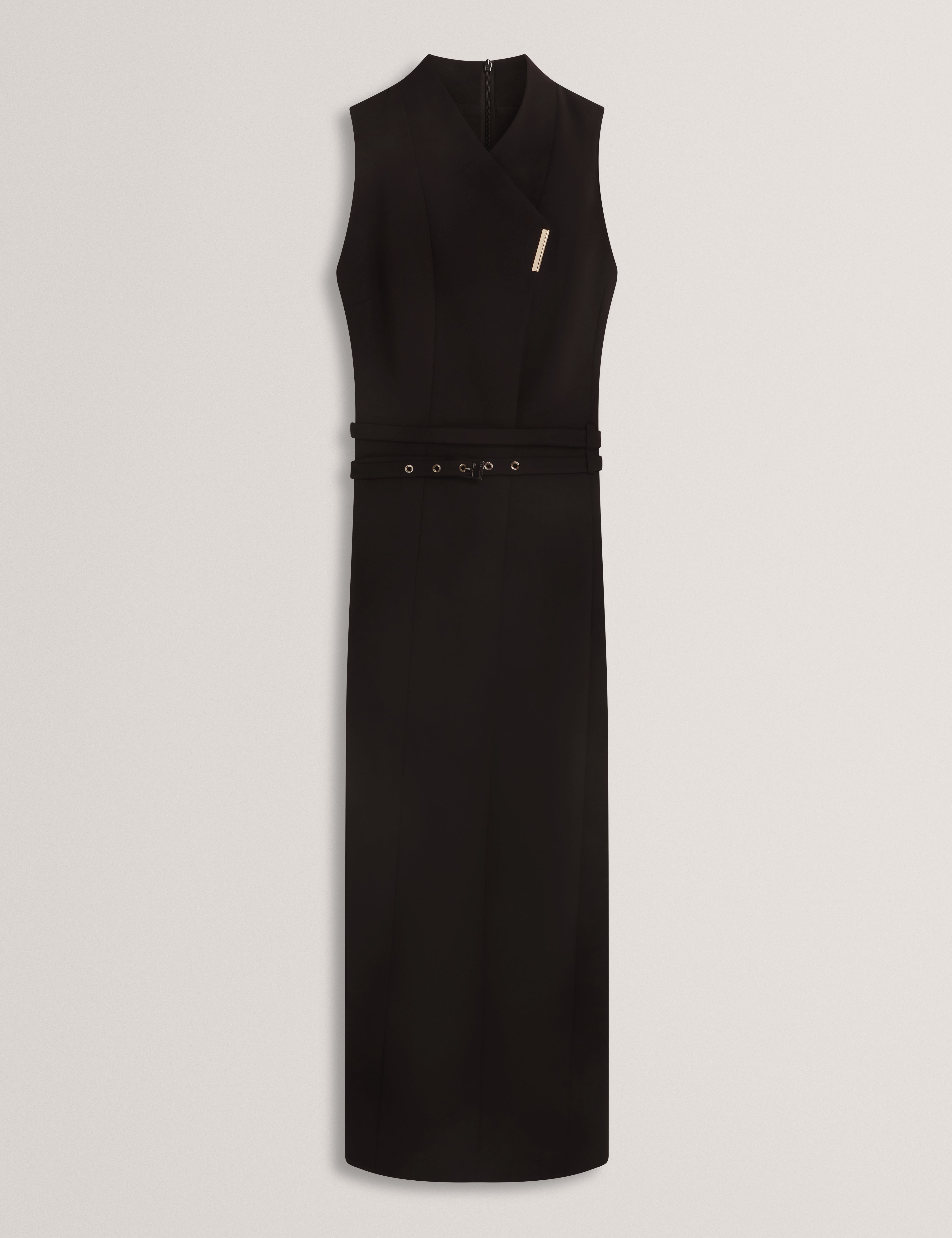 Hanlied Sleeveless Tailored Midi Dress Black