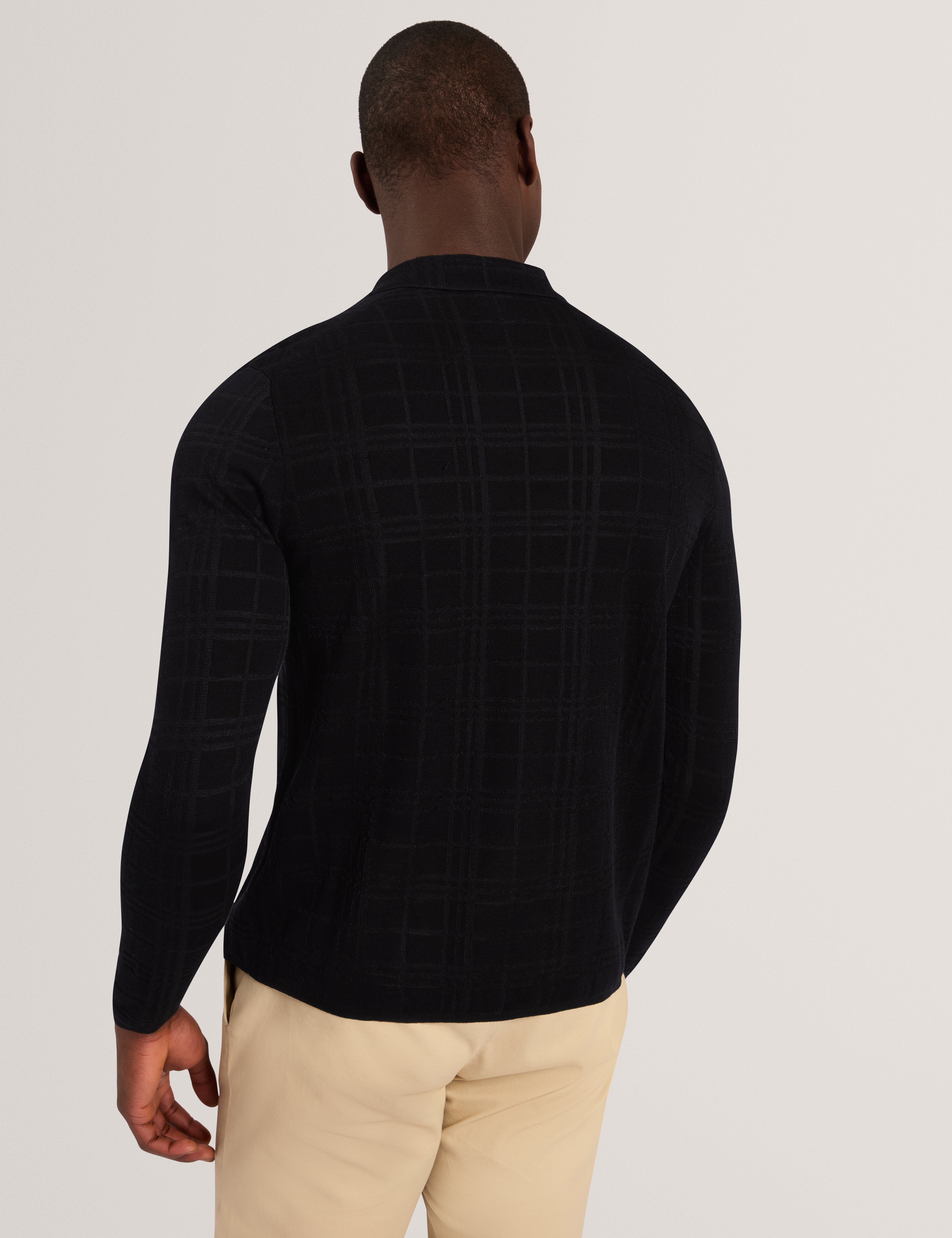 Mcline Soft Check Button Through Polo Black
