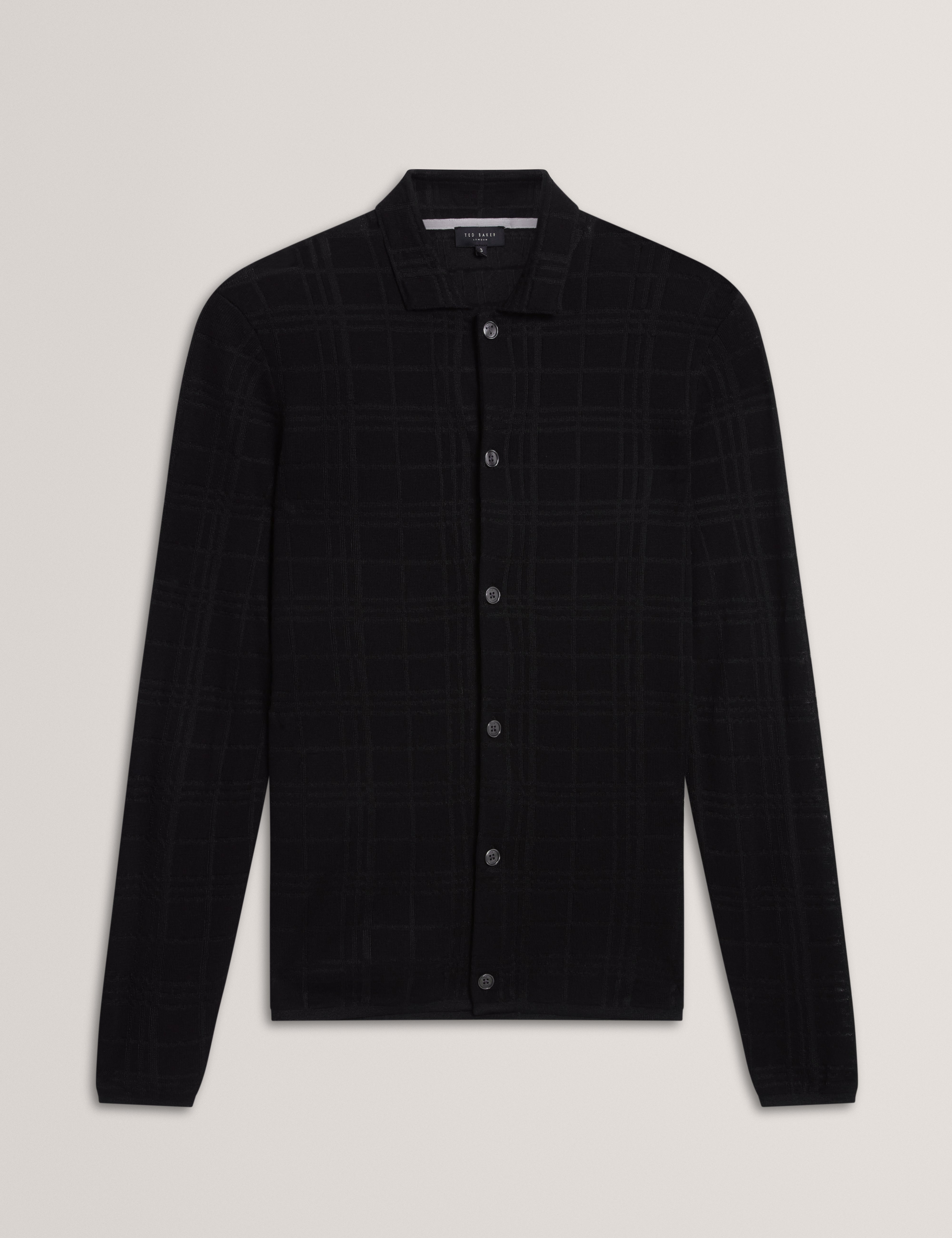 Mcline Soft Check Button Through Polo Black